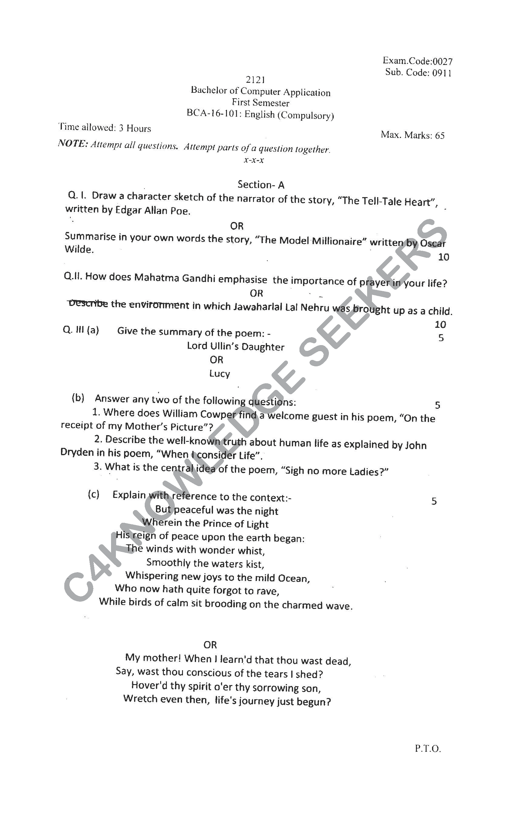 Question Paper 2021