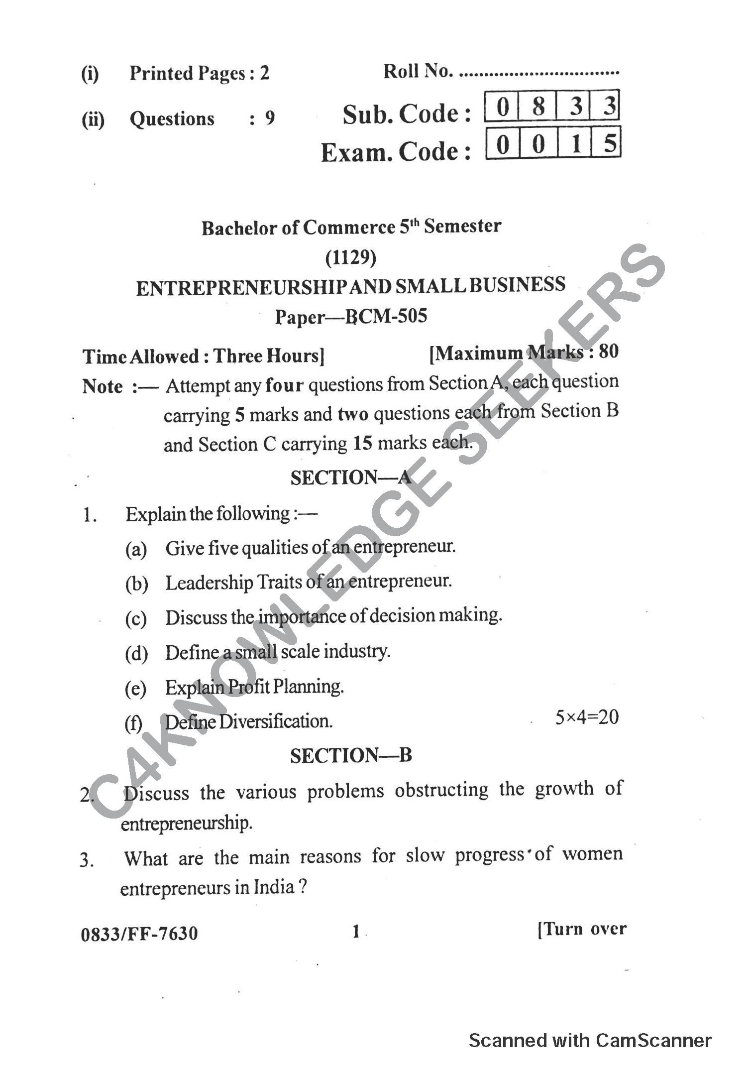 Question Paper 2019