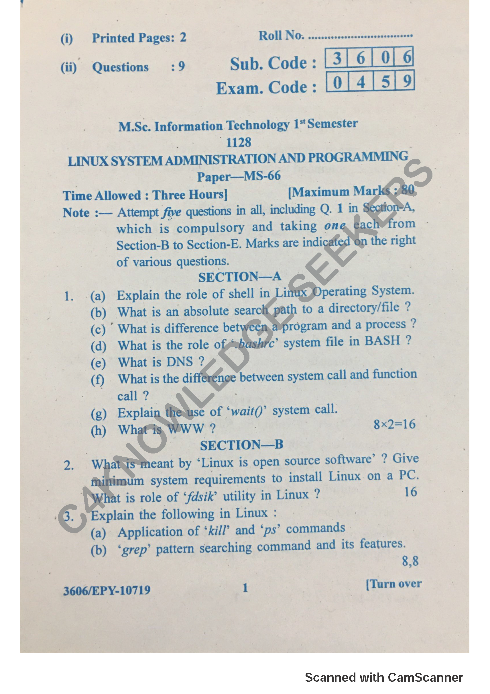 Question Paper 2018