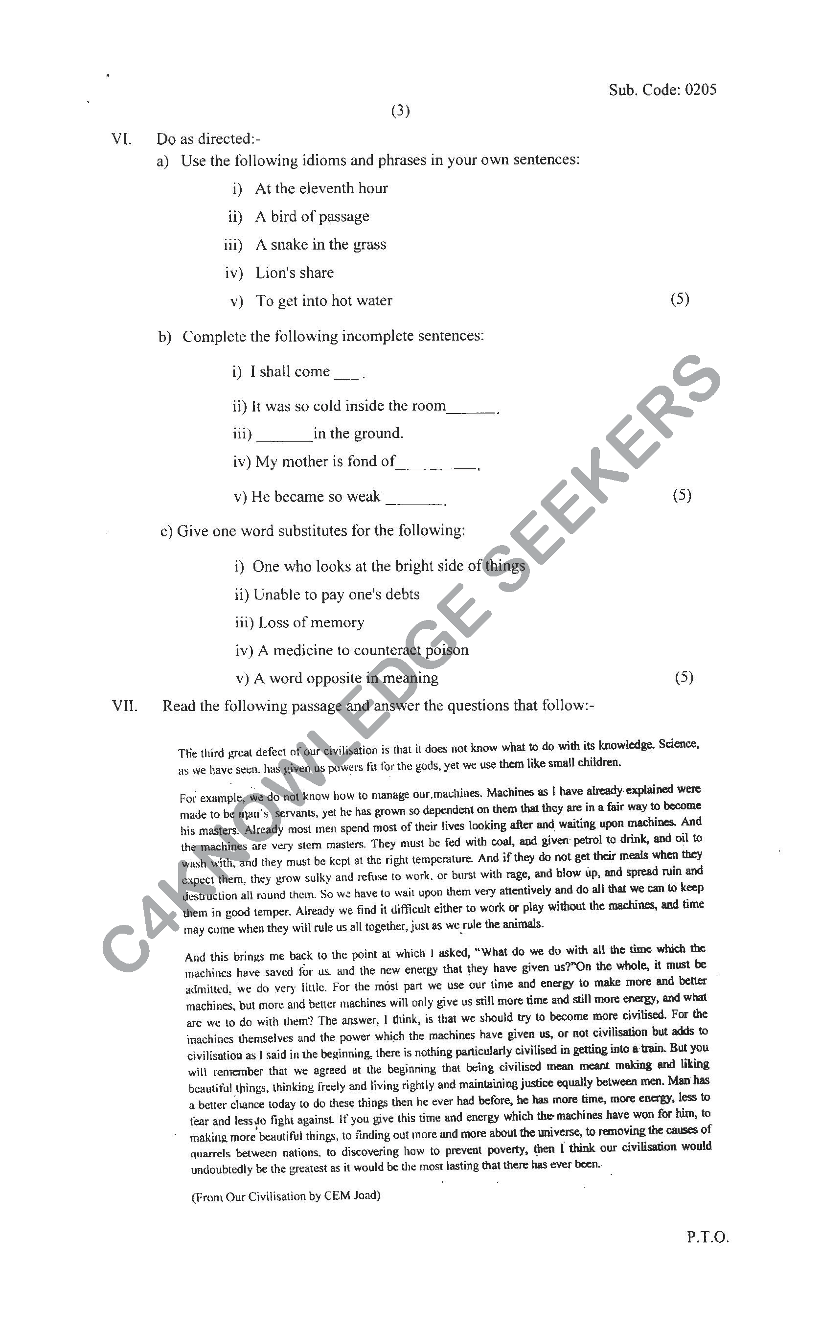 Question Paper 2021