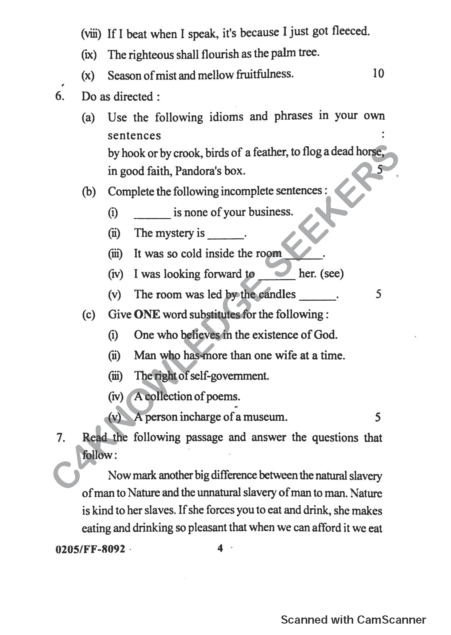 Question Paper 2019