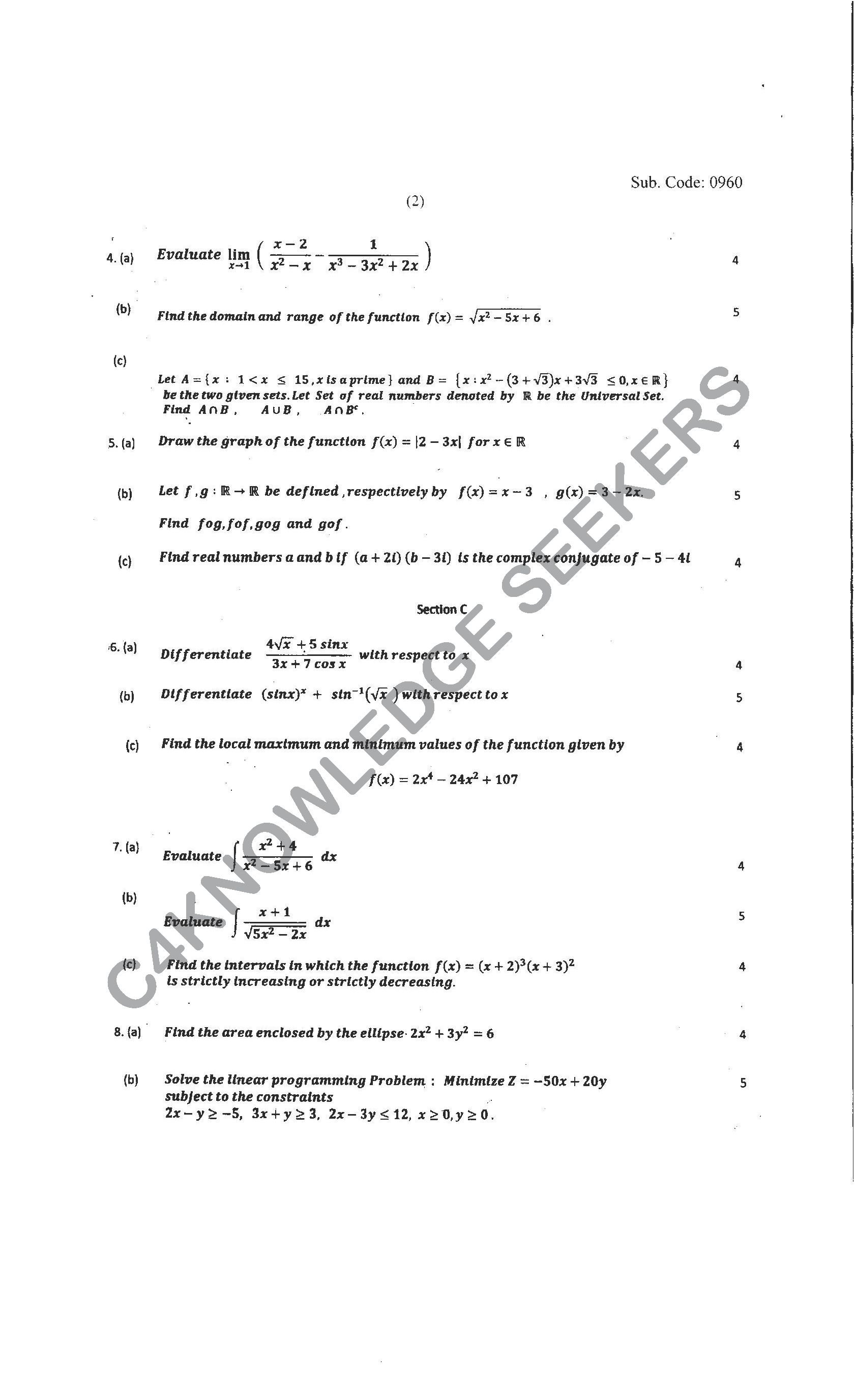 Question Paper 2021