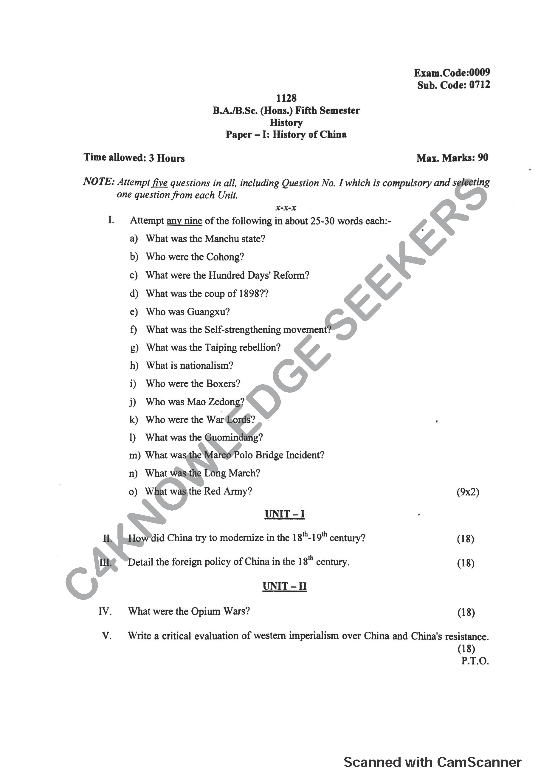 Question Paper 2018