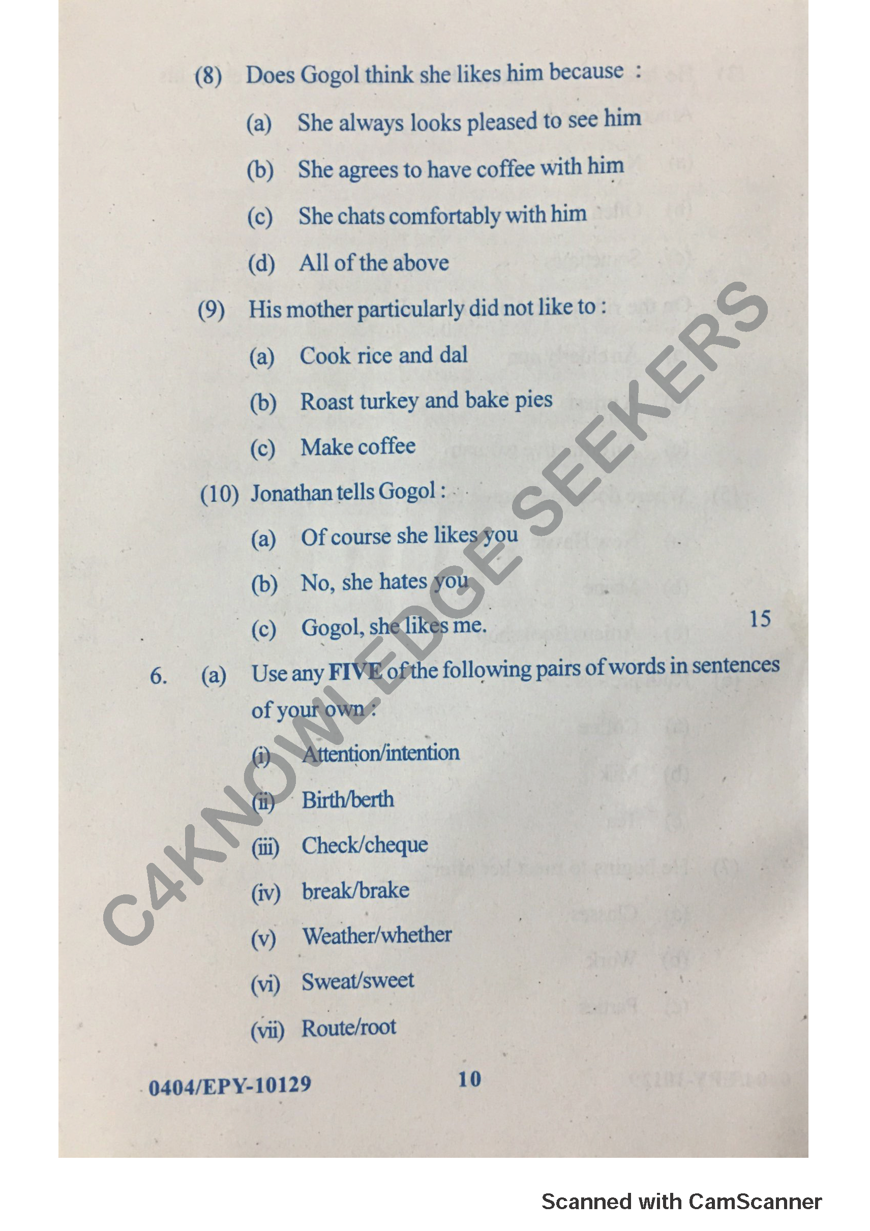 Question Paper 2018