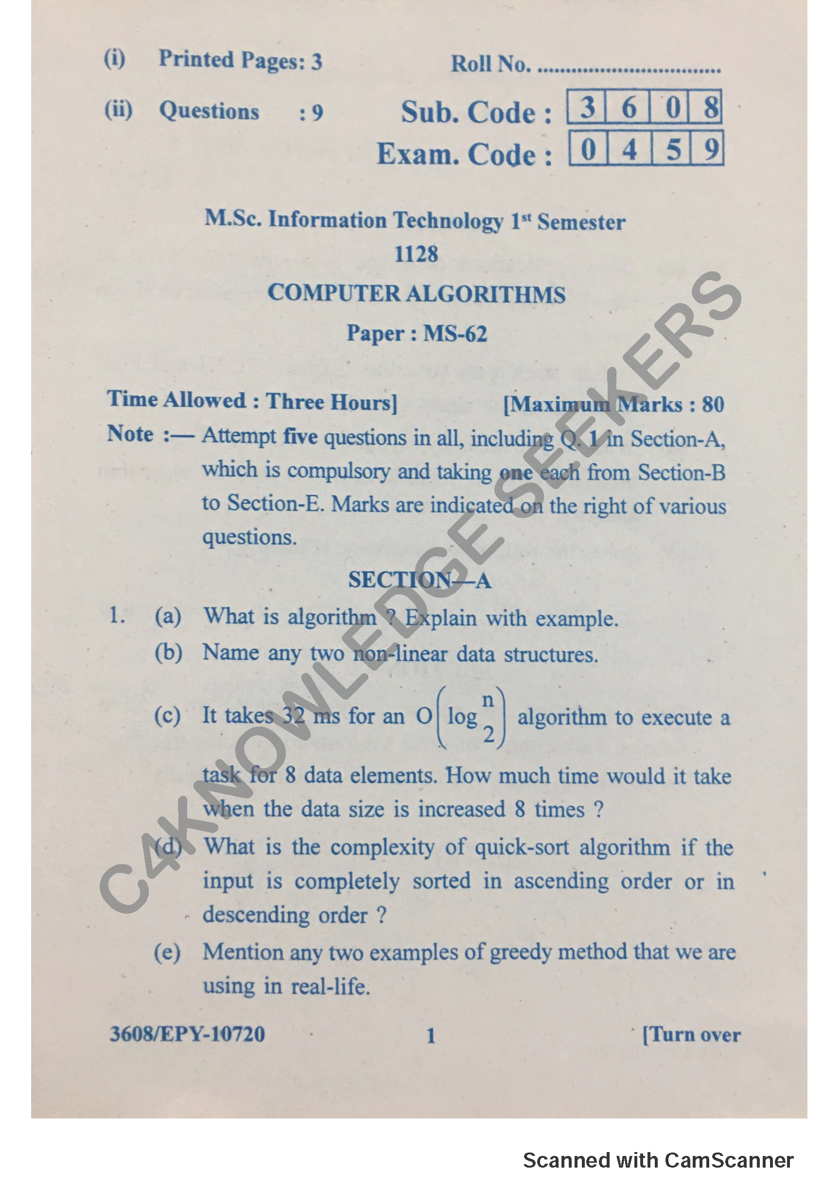 Question Paper 2018