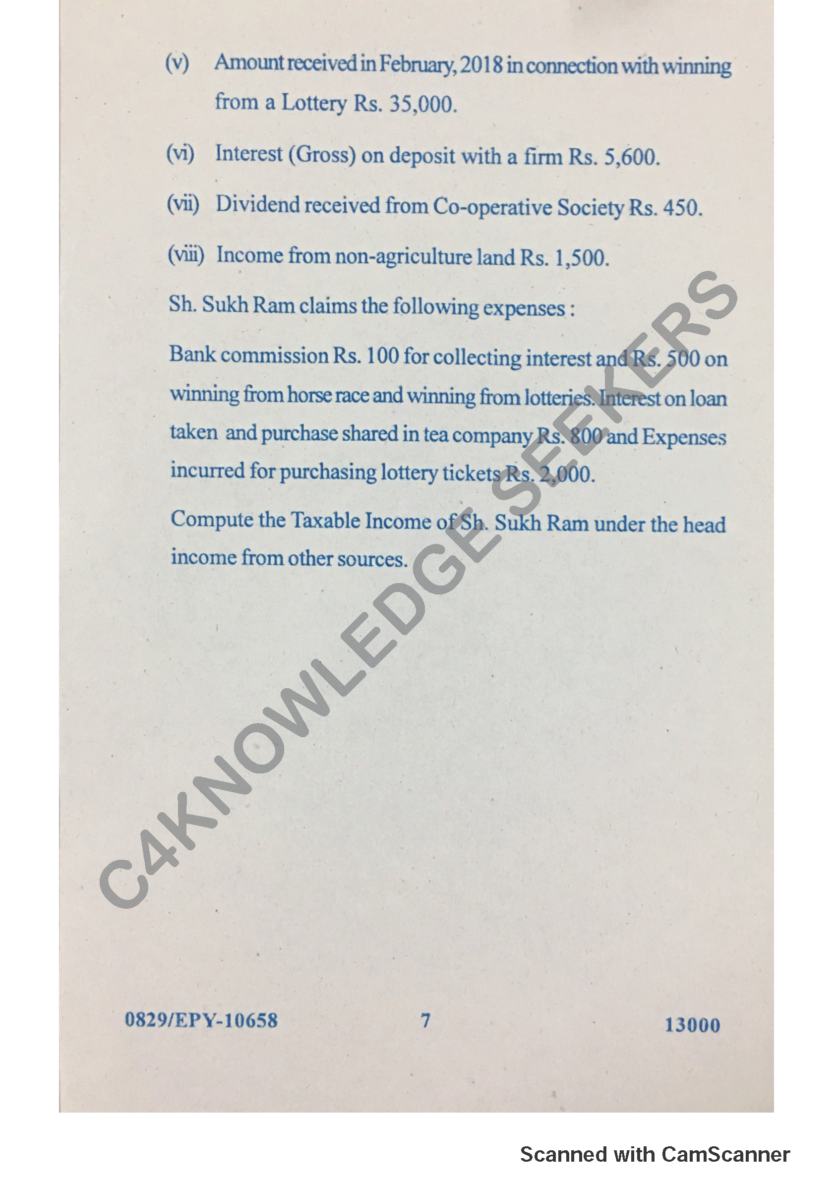 Question Paper 2018