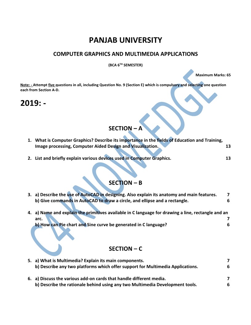 Question Paper 2019