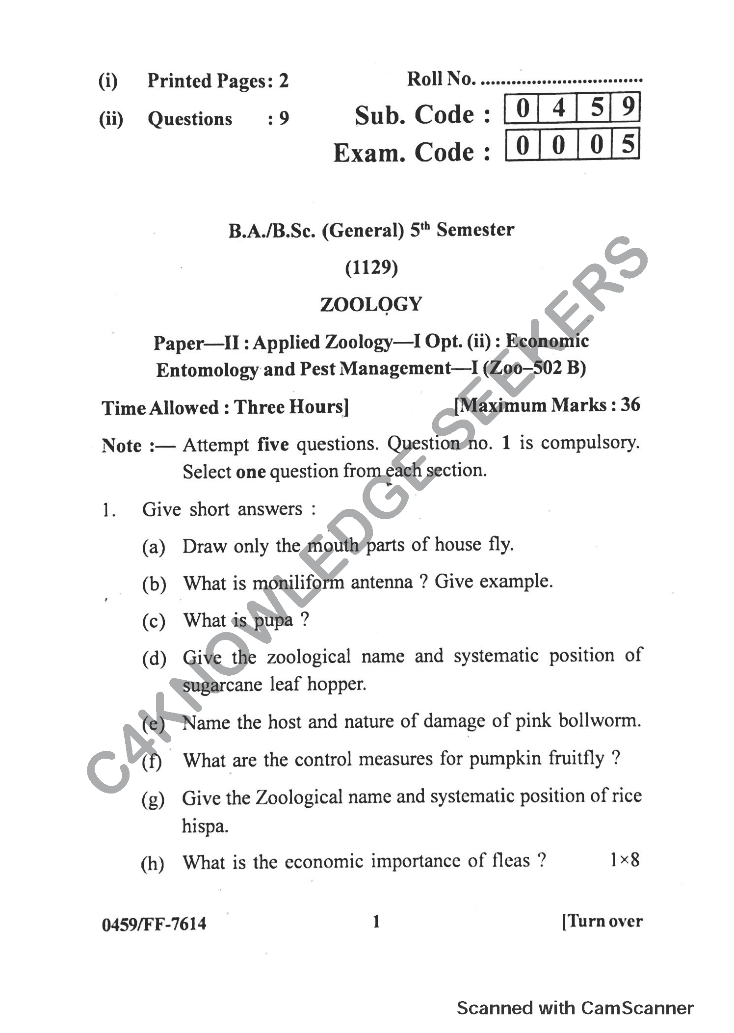 Question Paper 2019