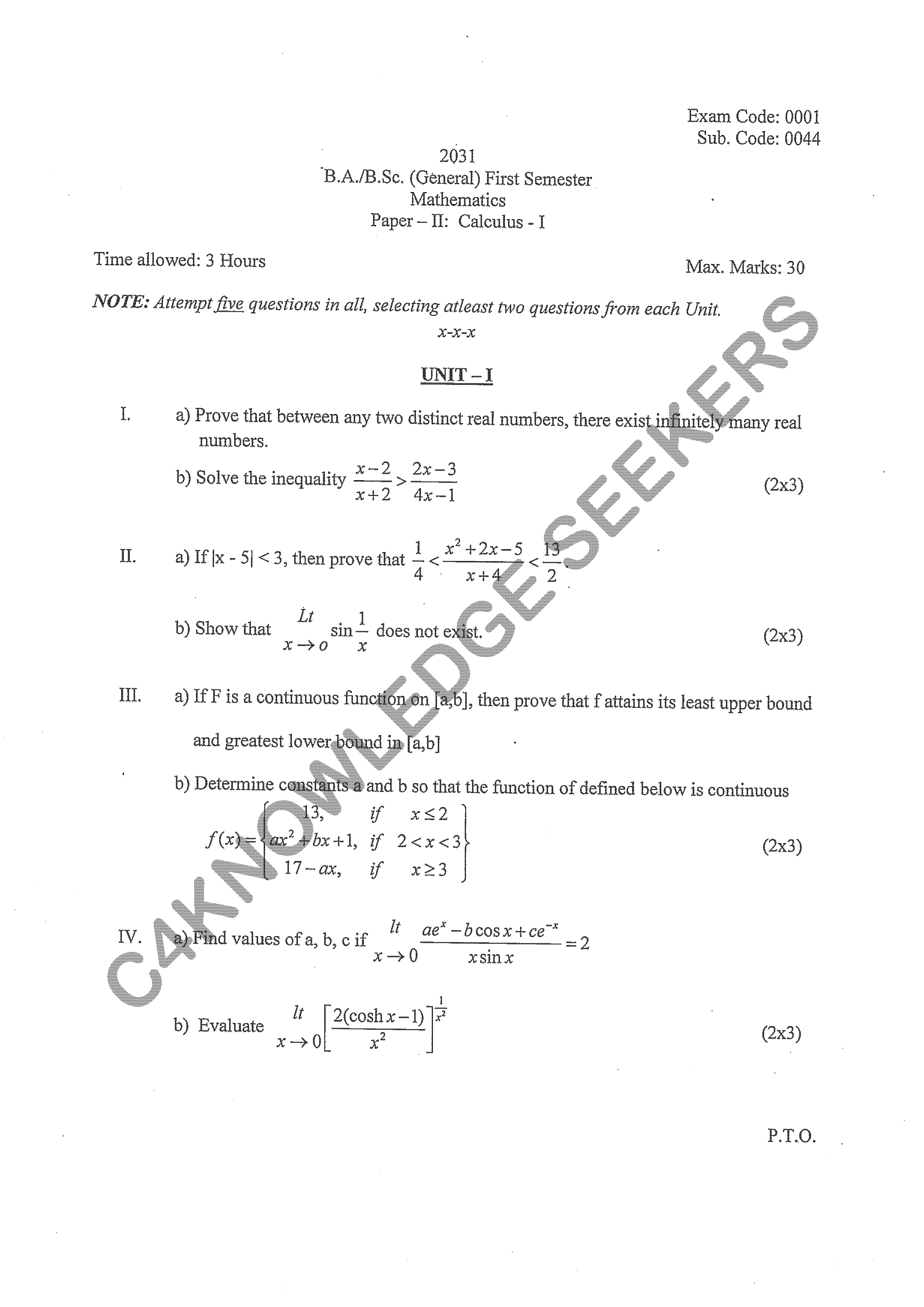 Question Paper 2020