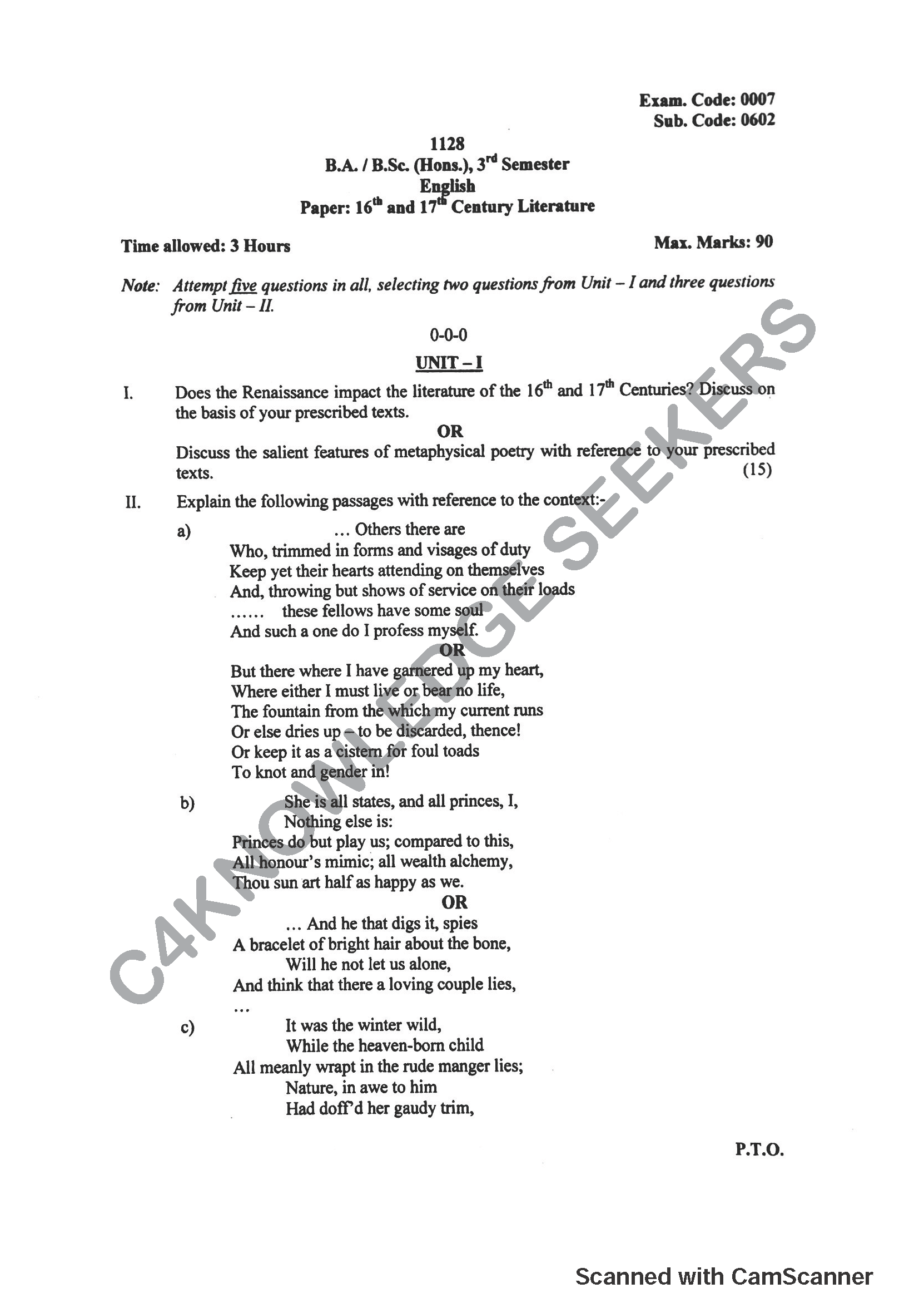 Question Paper 2018