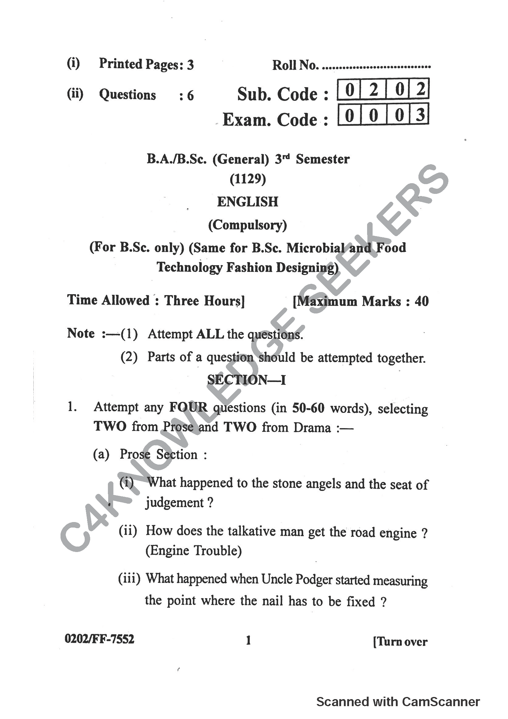 Question Paper 2019