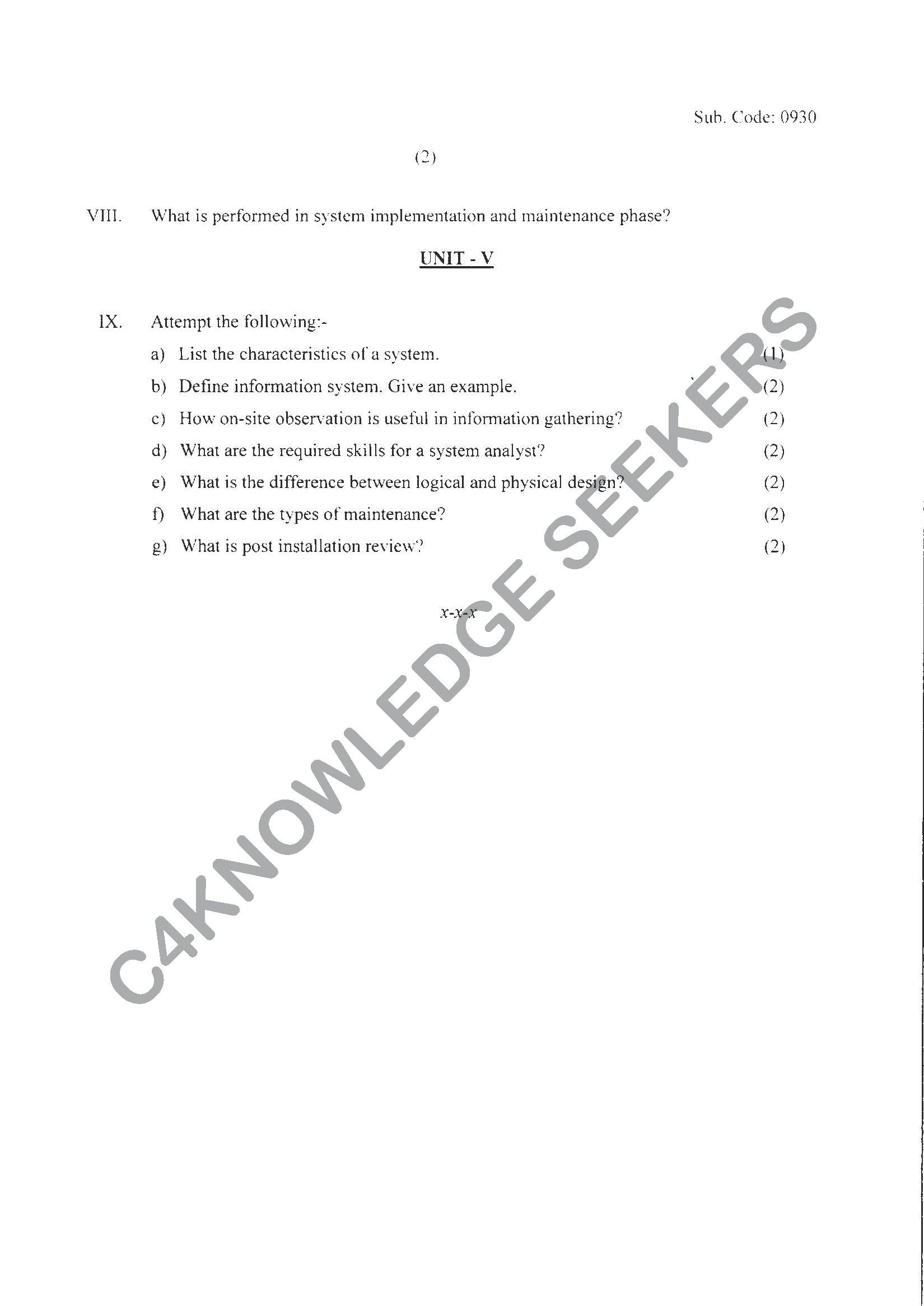 Question Paper 2021