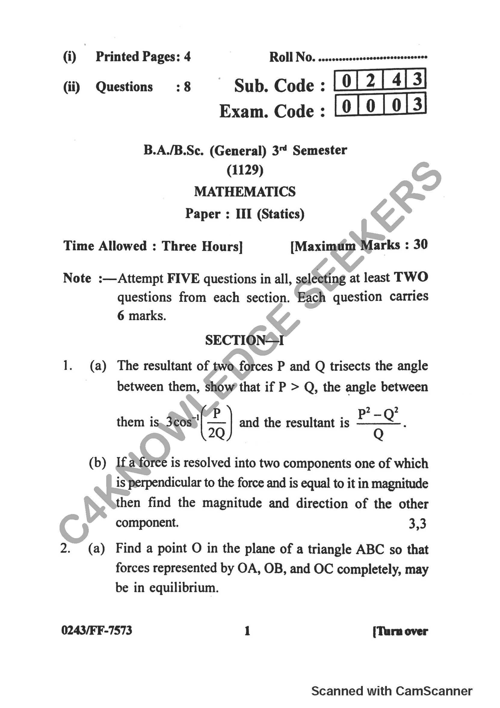 Question Paper 2019