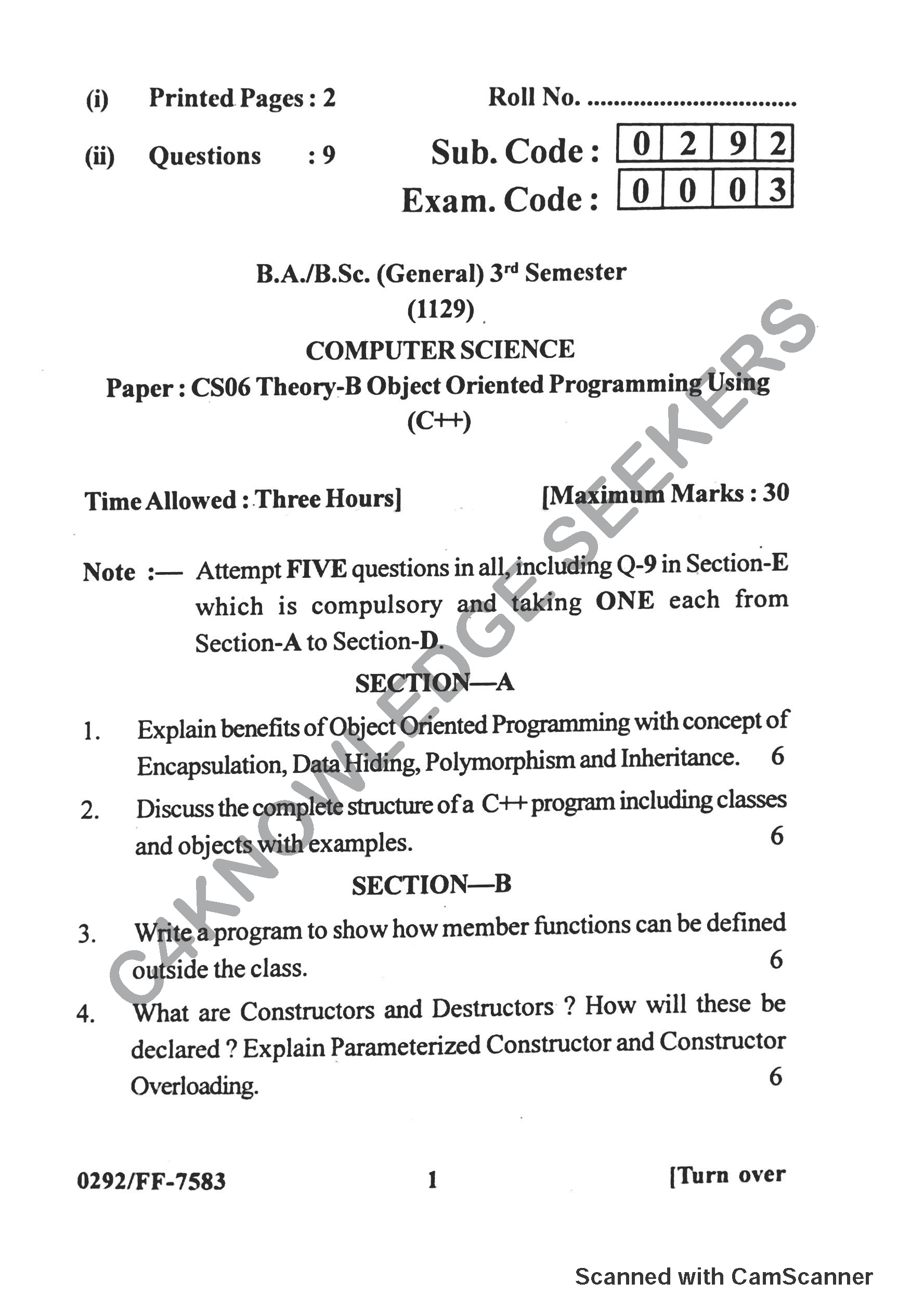Question Paper 2019