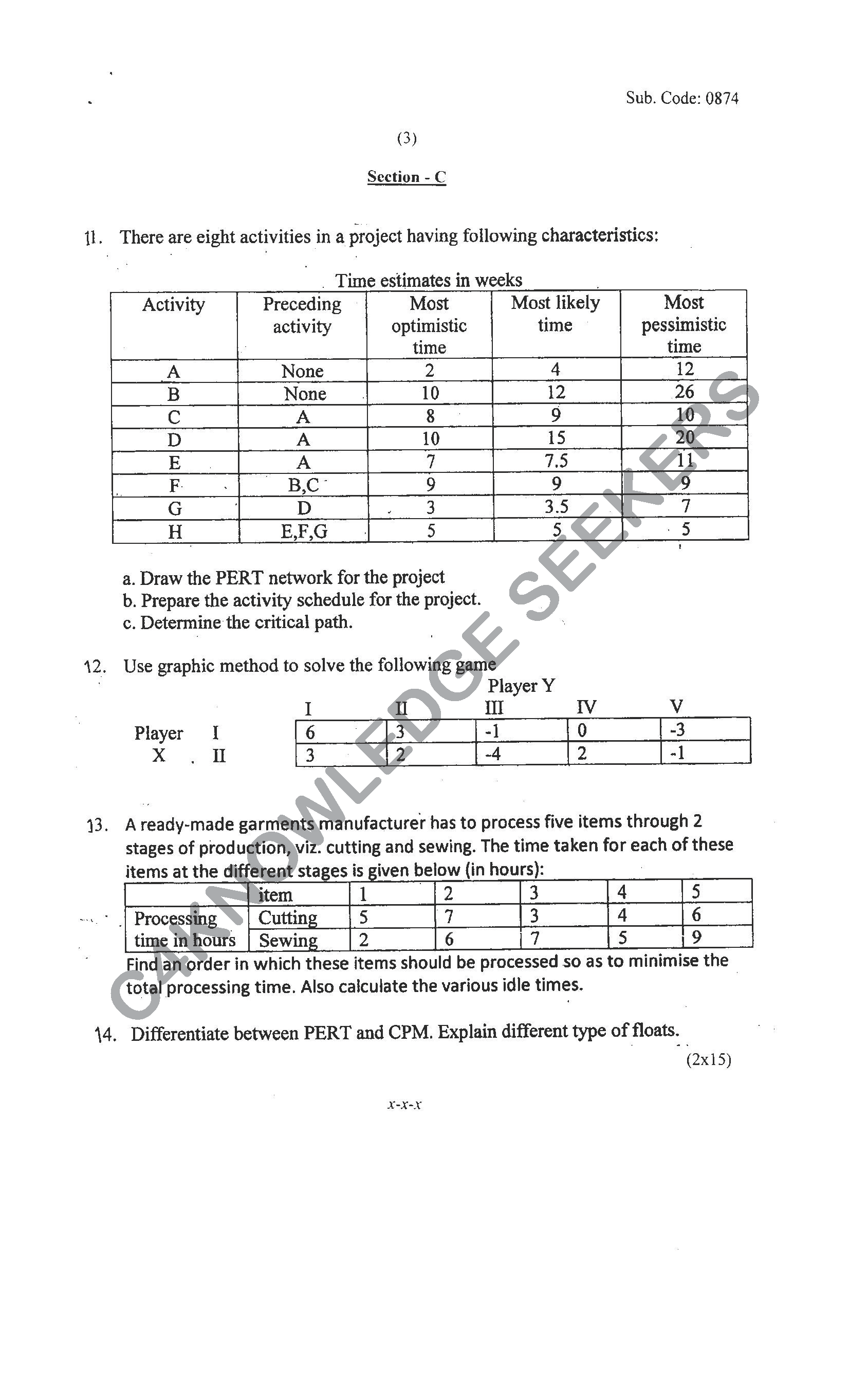 Question Paper 2021