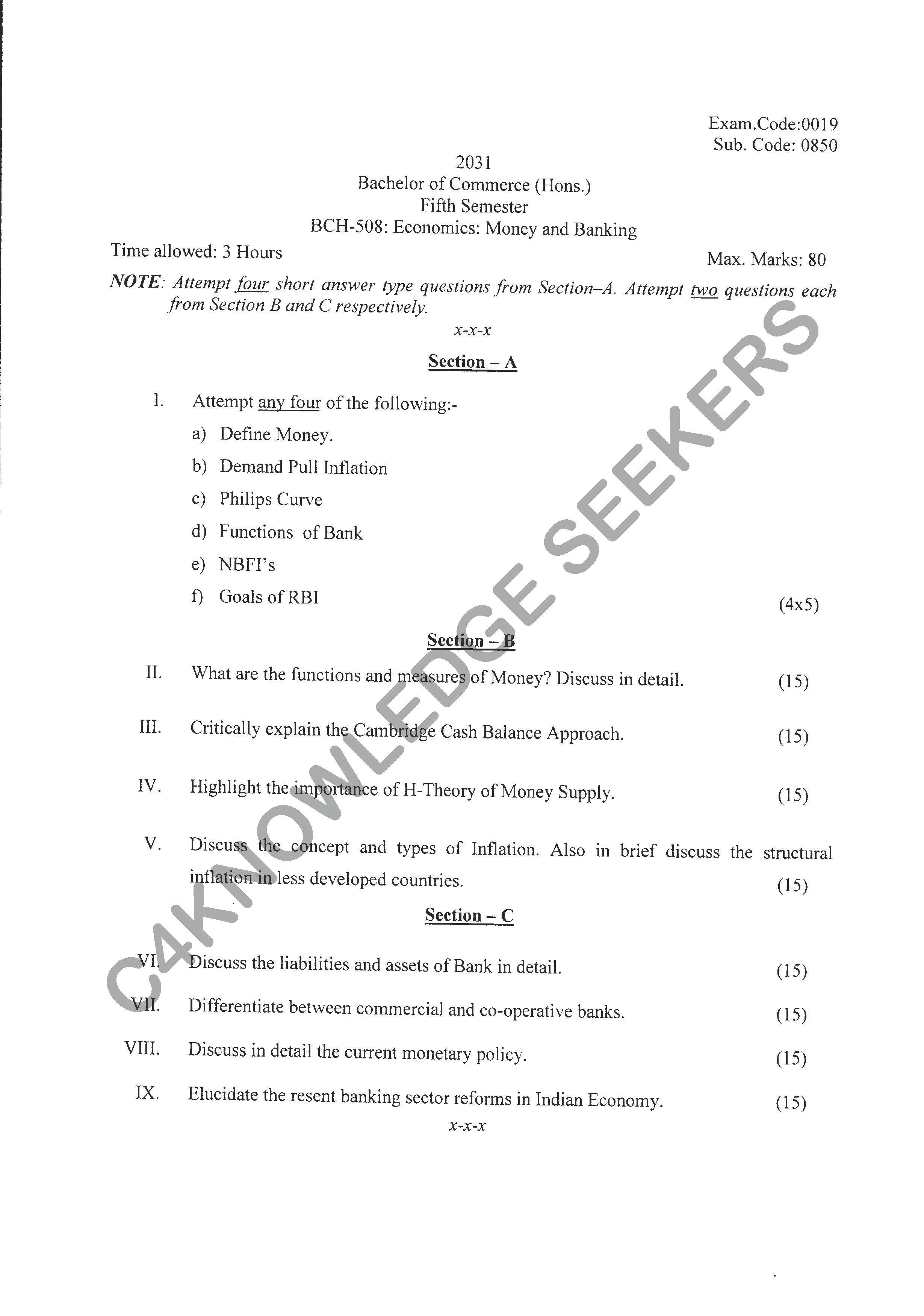 Question Paper 2020