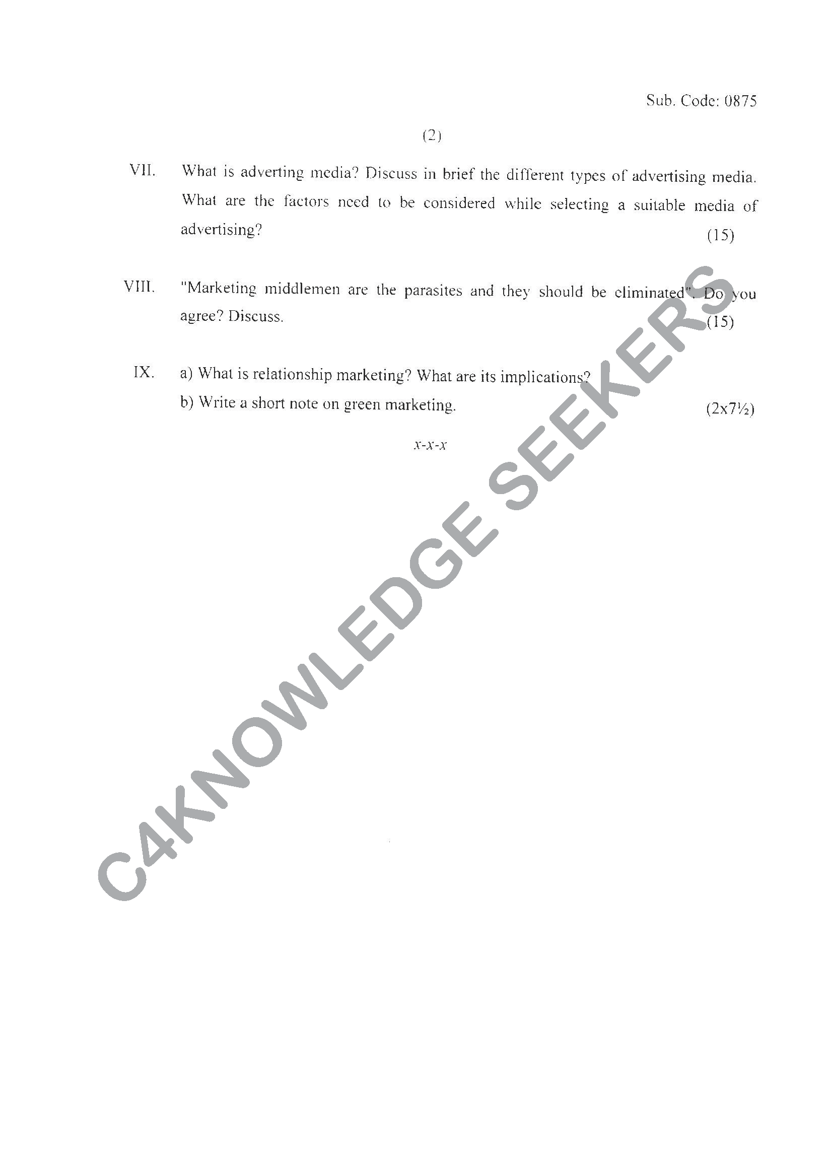 Question Paper 2021