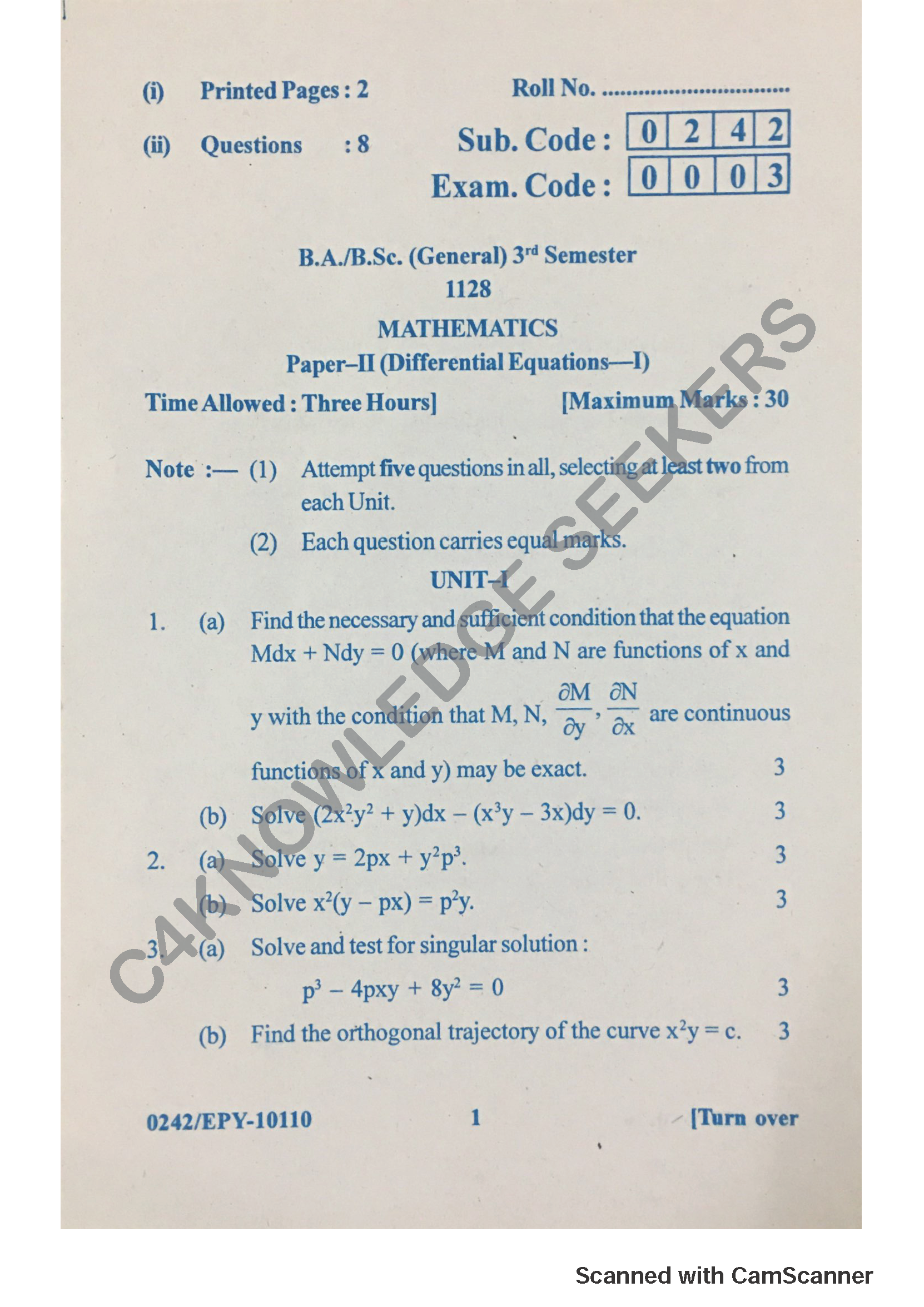 Question Paper 2018