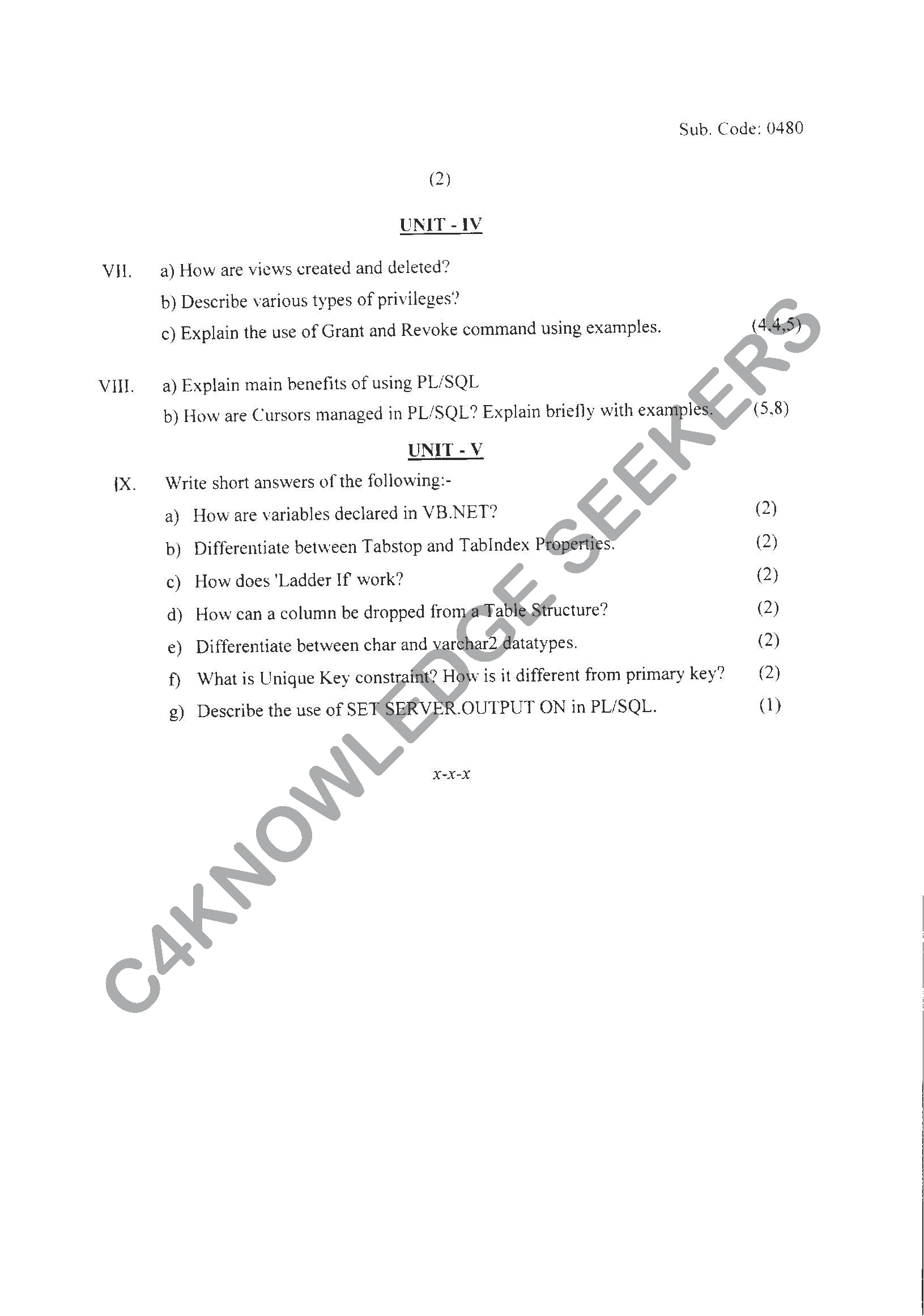 Question Paper 2021