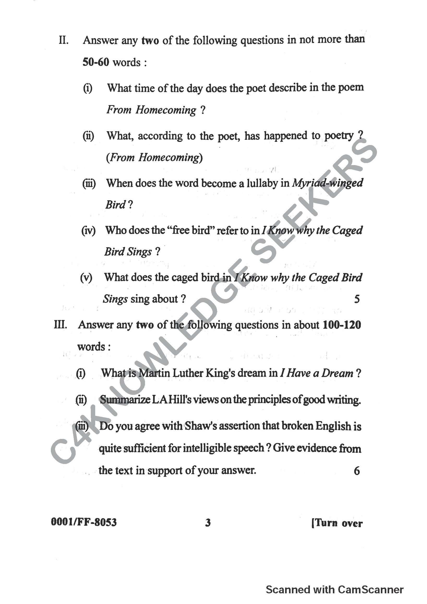 Question Paper 2019