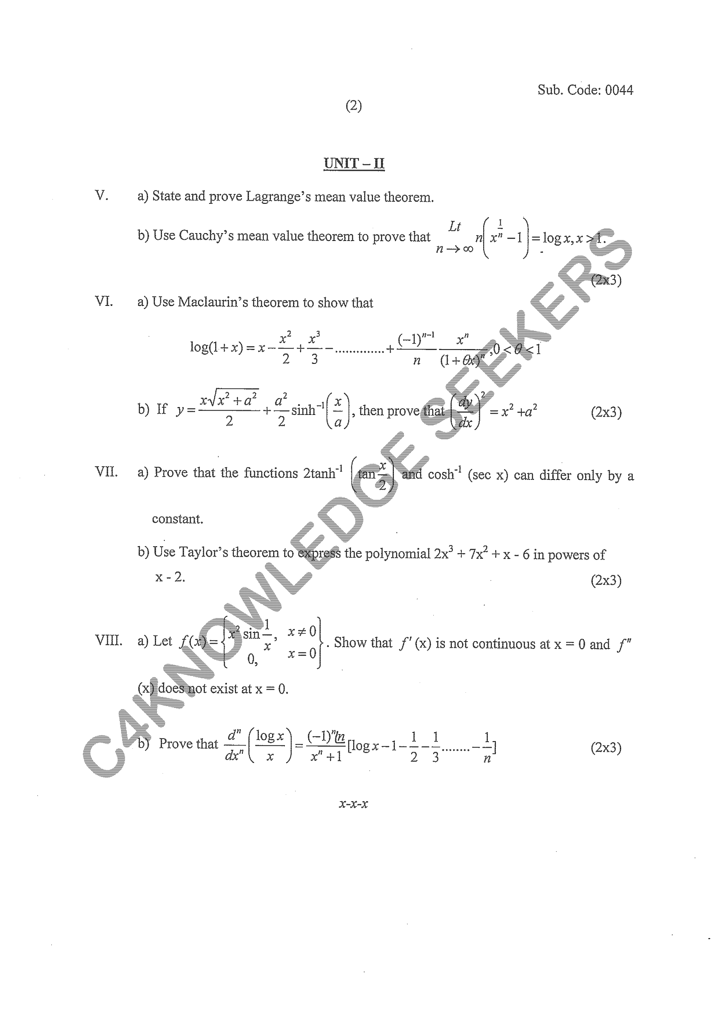 Question Paper 2020