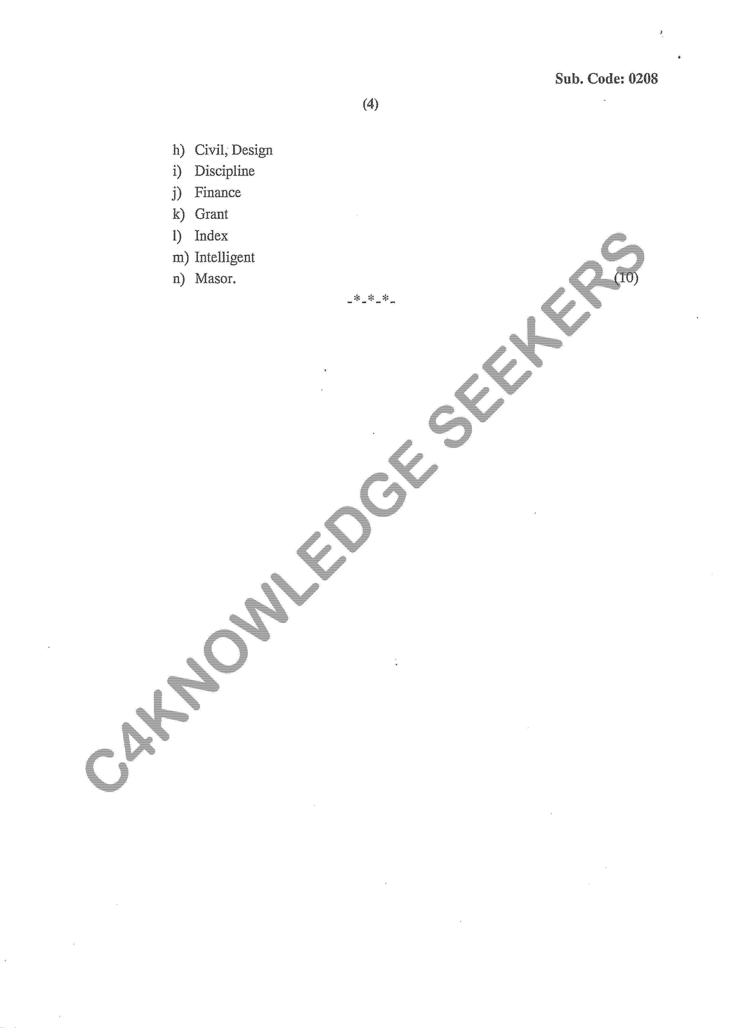 Question Paper 2020