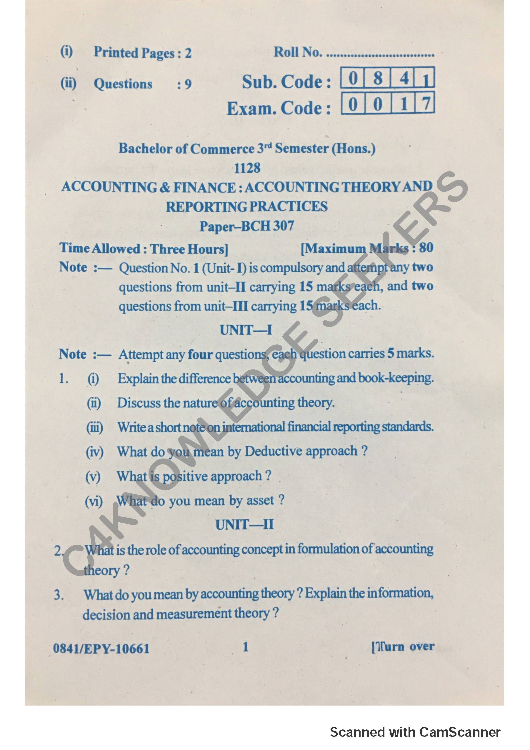 Question Paper 2018