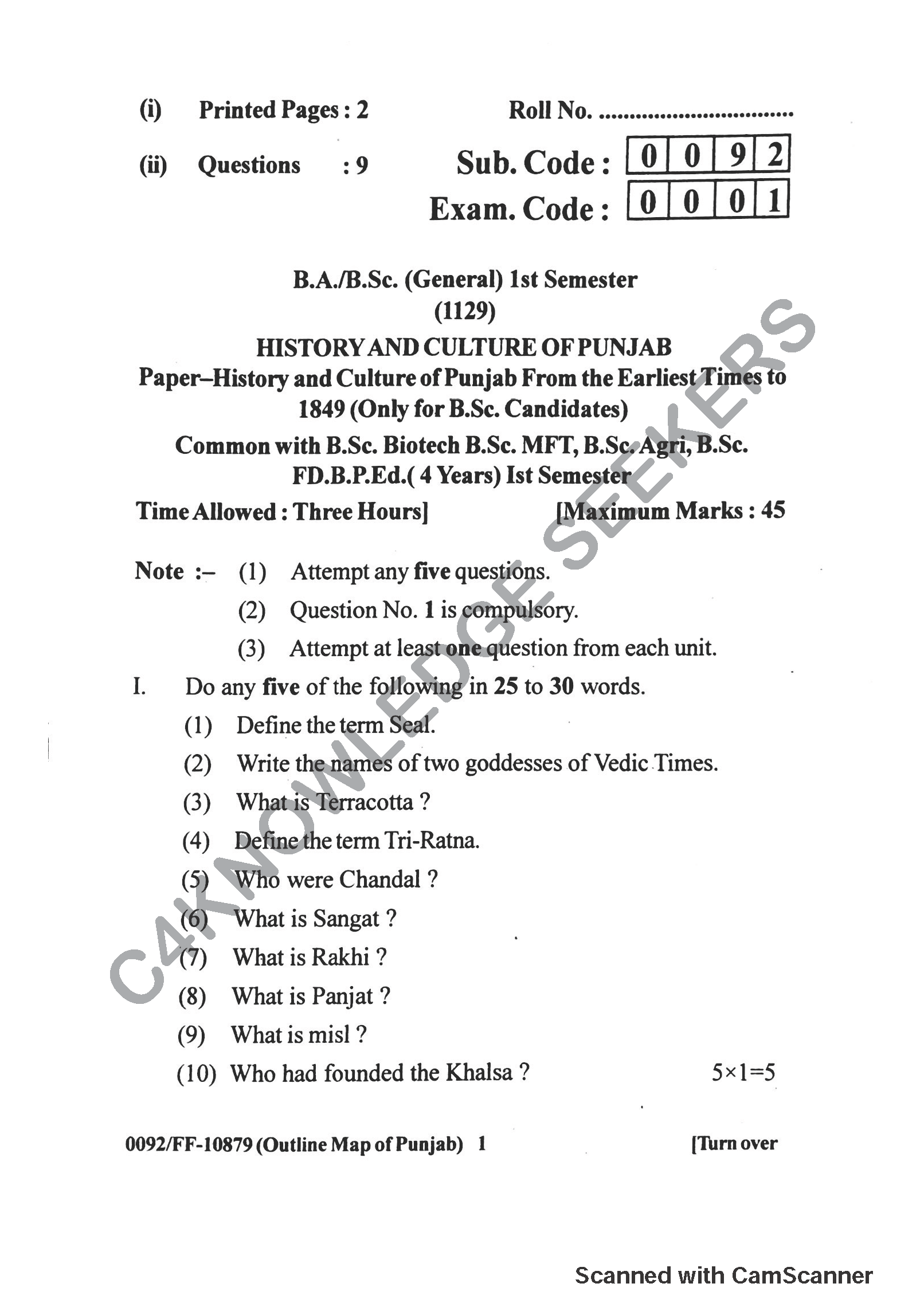 Question Paper 2019