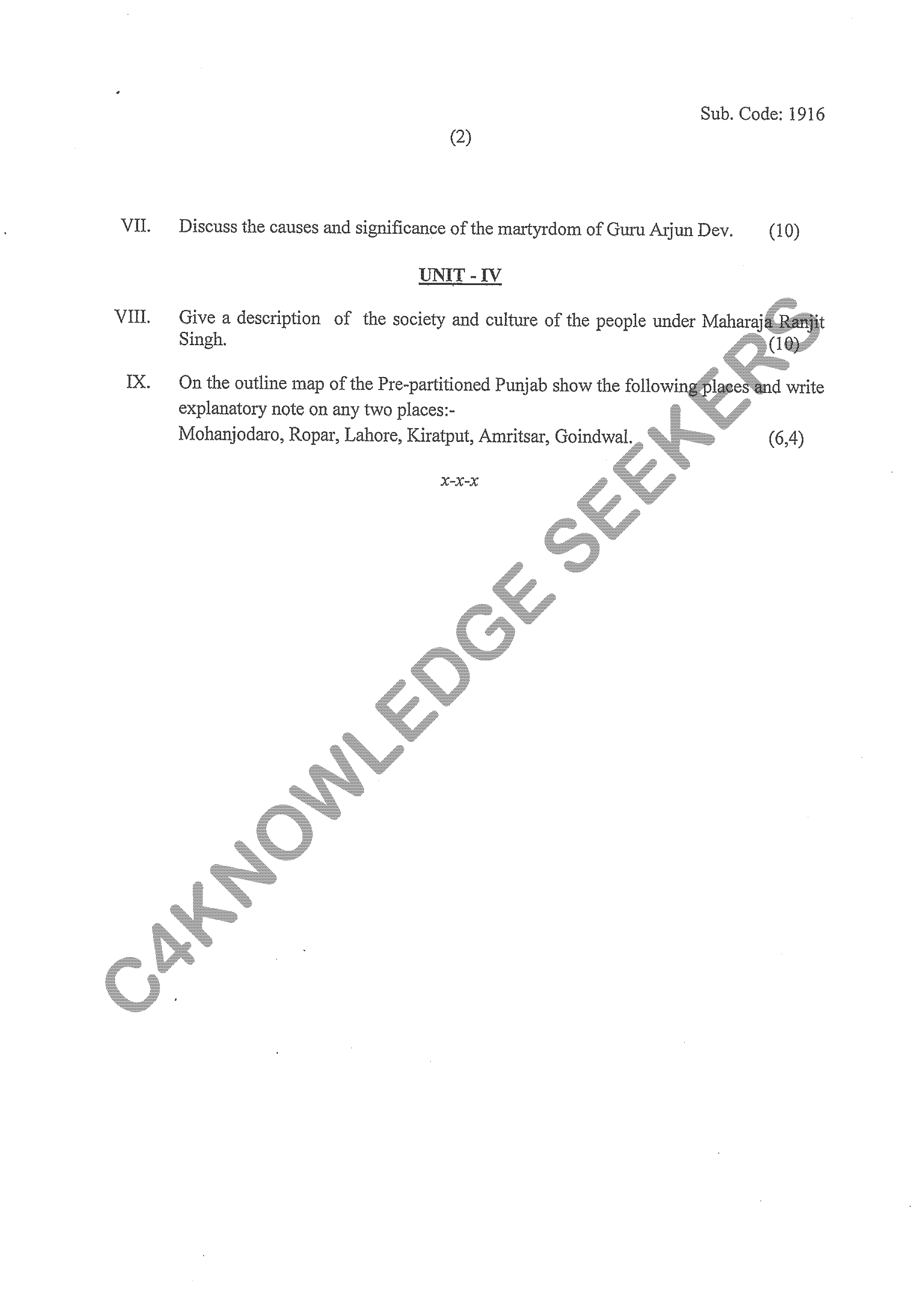 Question Paper 2020