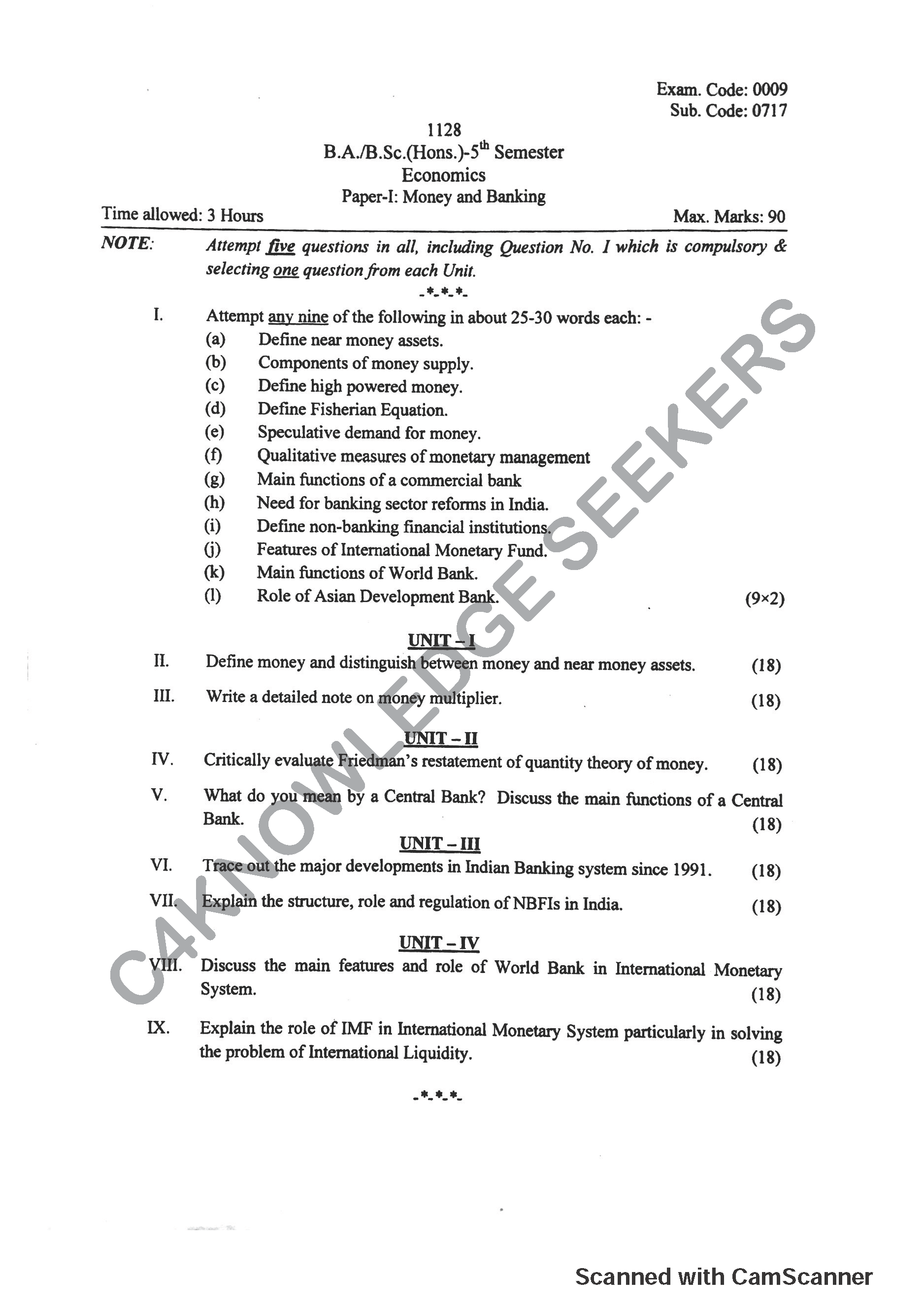 Question Paper 2018