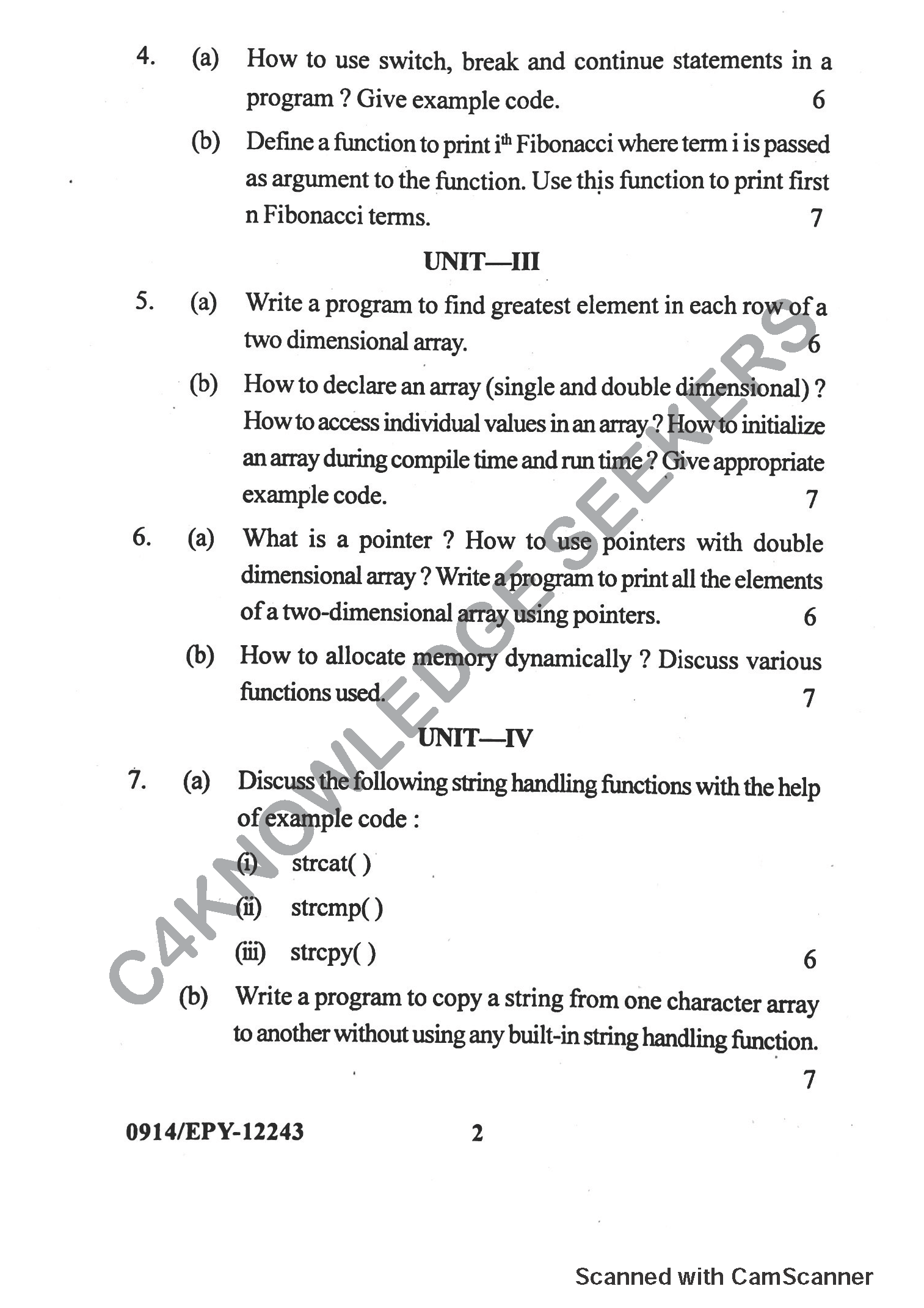 Question Paper 2018