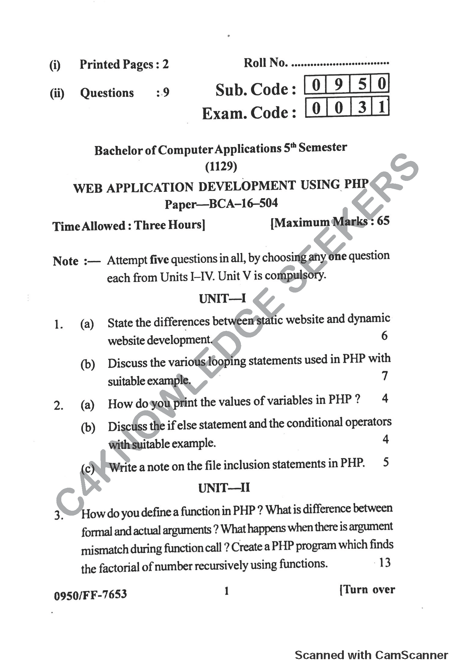 Question Paper 2019