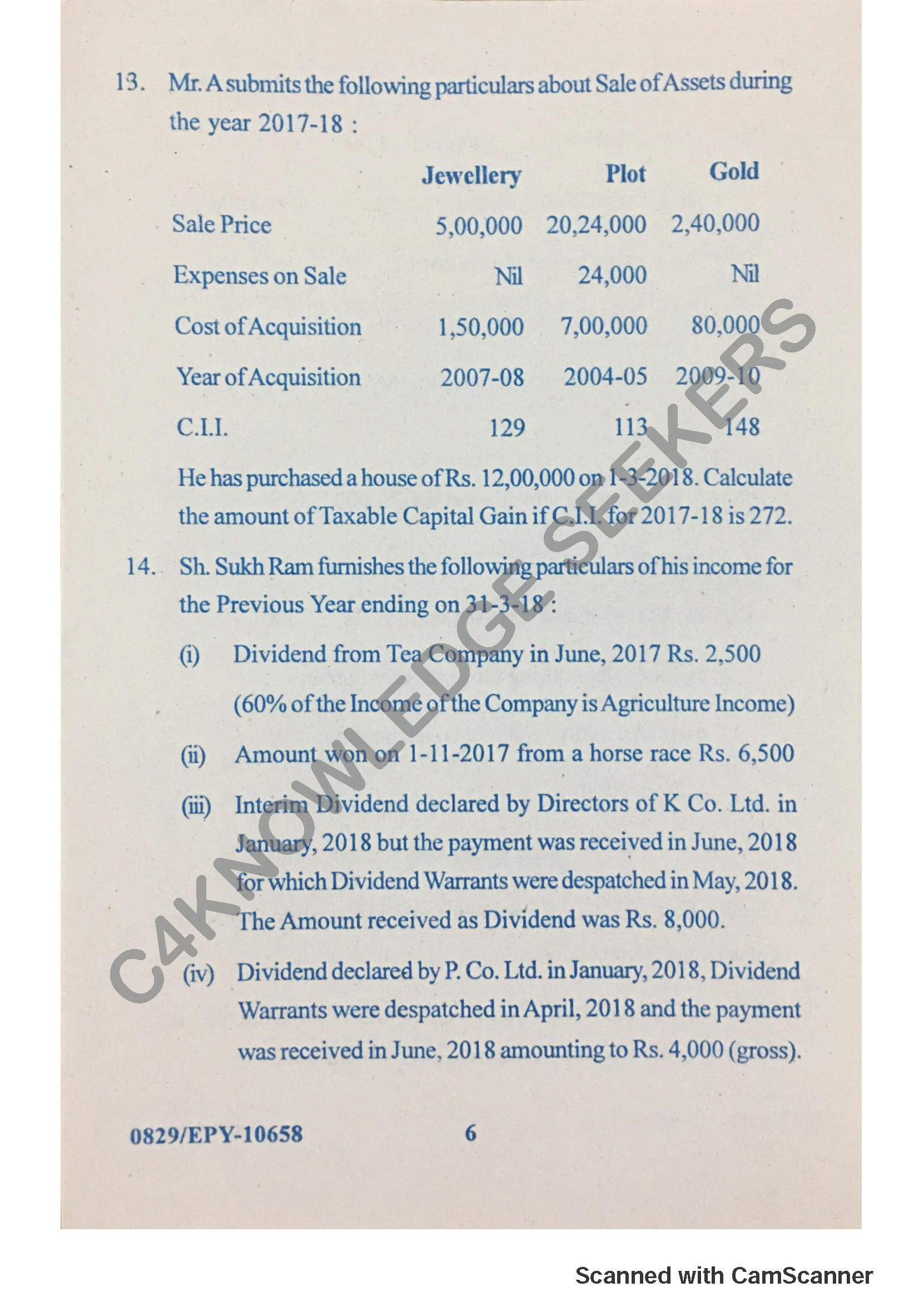 Question Paper 2018
