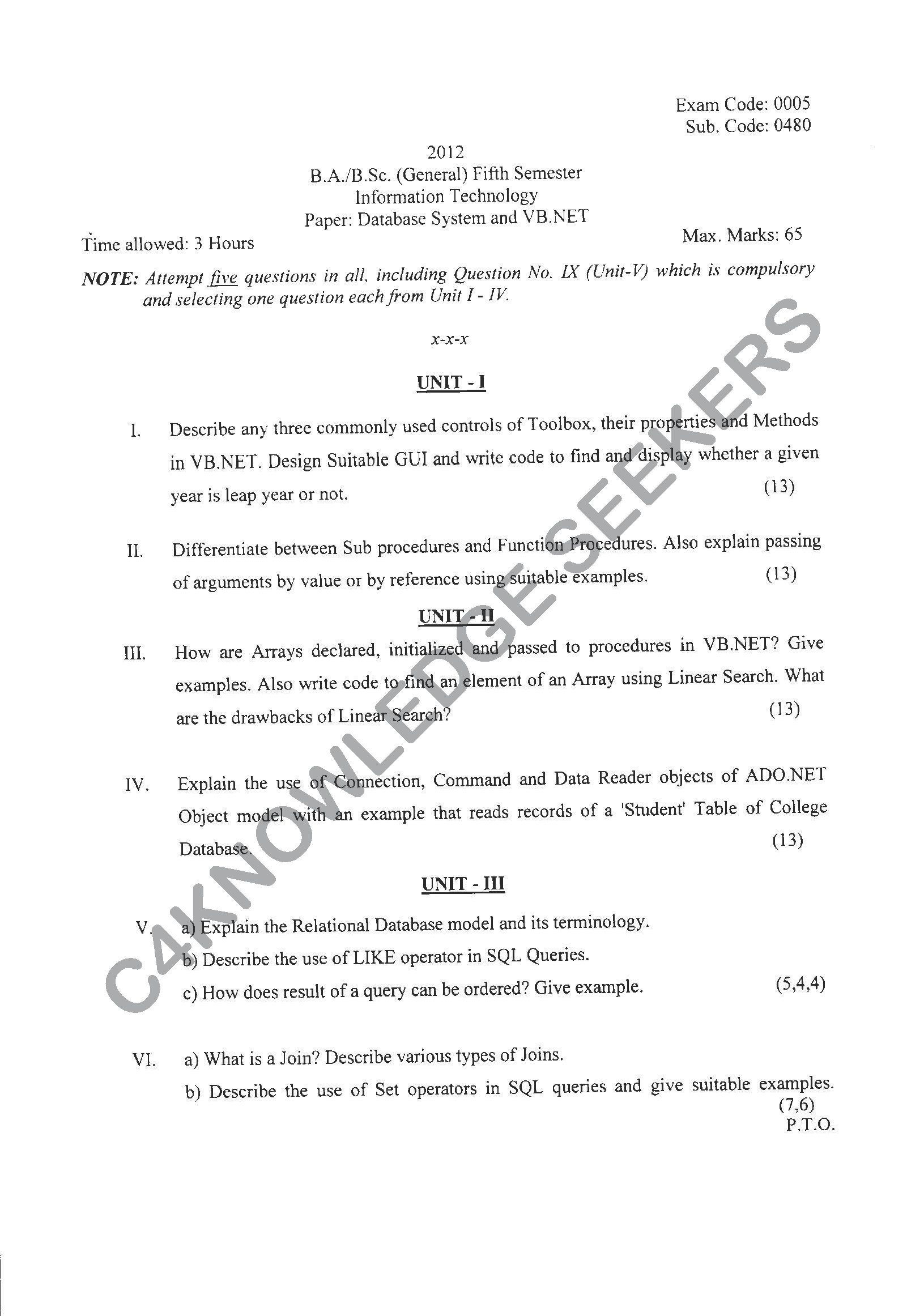 Question Paper 2021