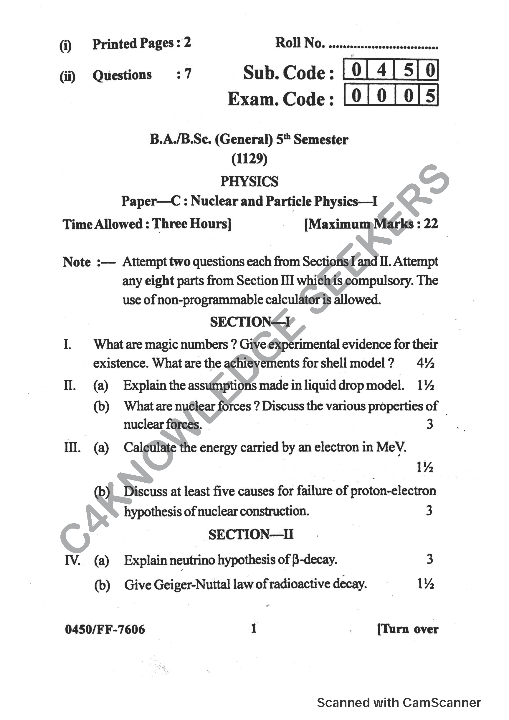 Question Paper 2019