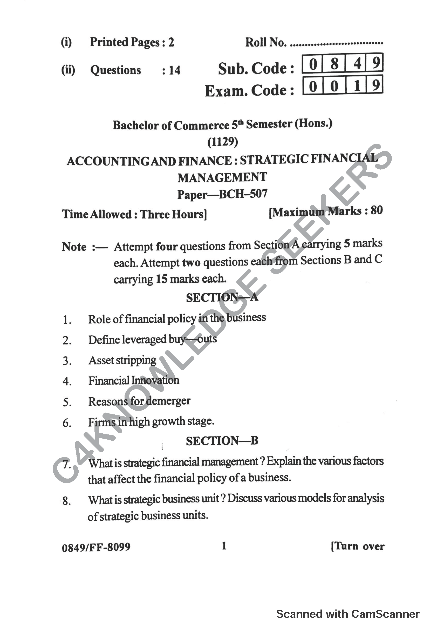 Question Paper 2019