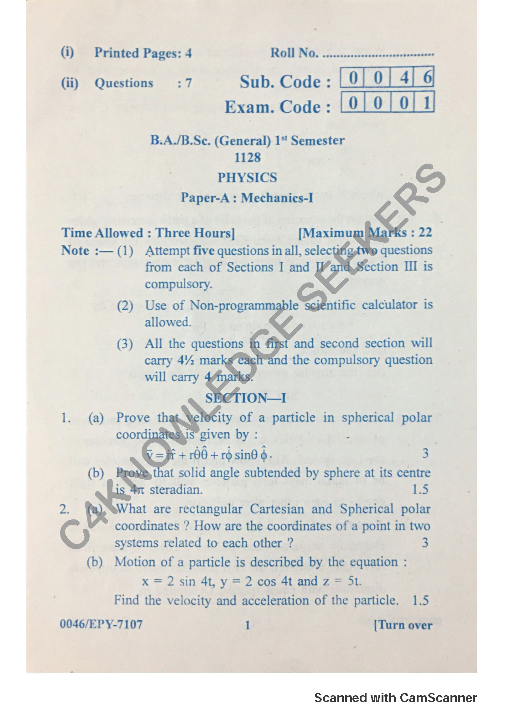 Question Paper 2018