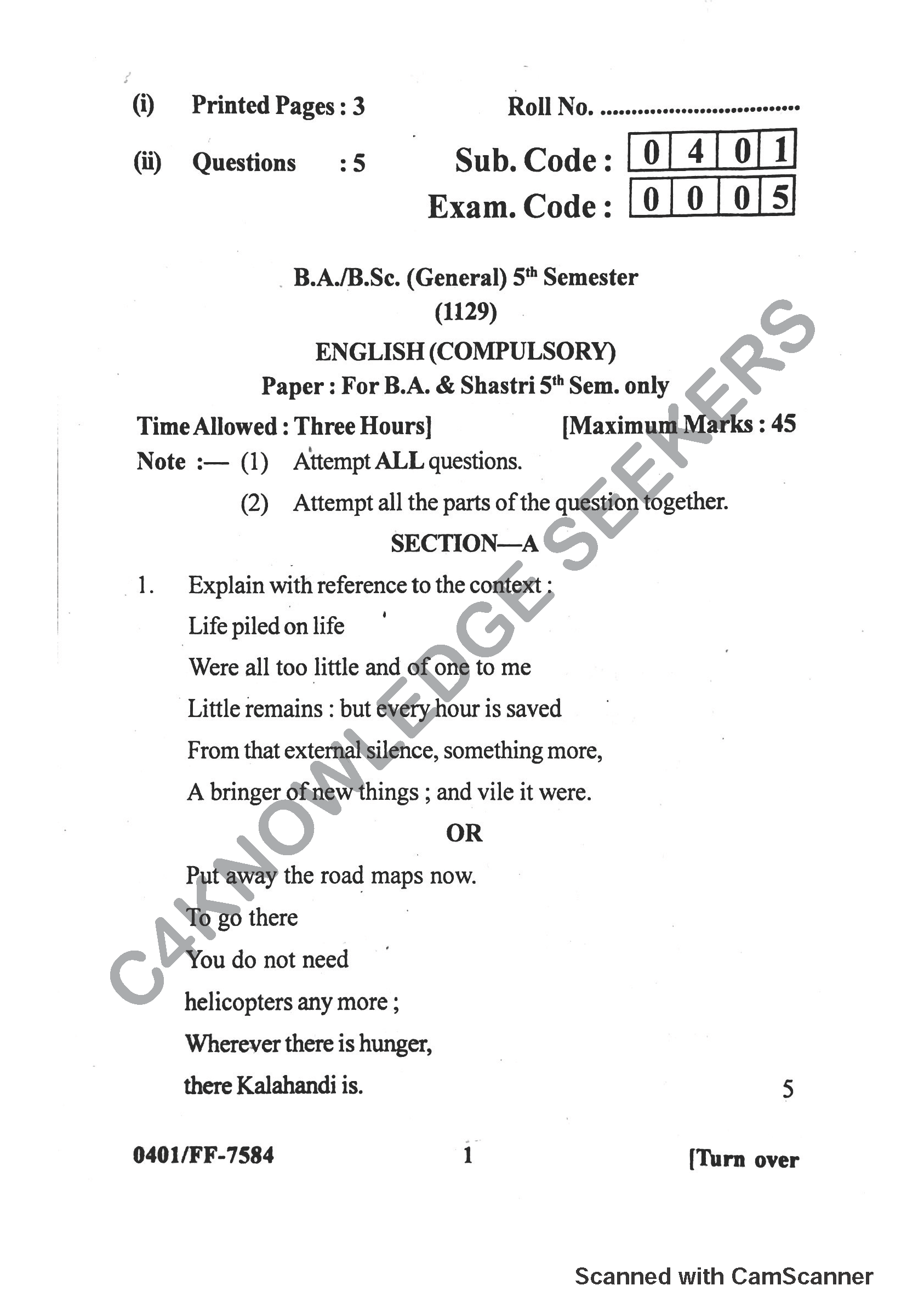 Question Paper 2019