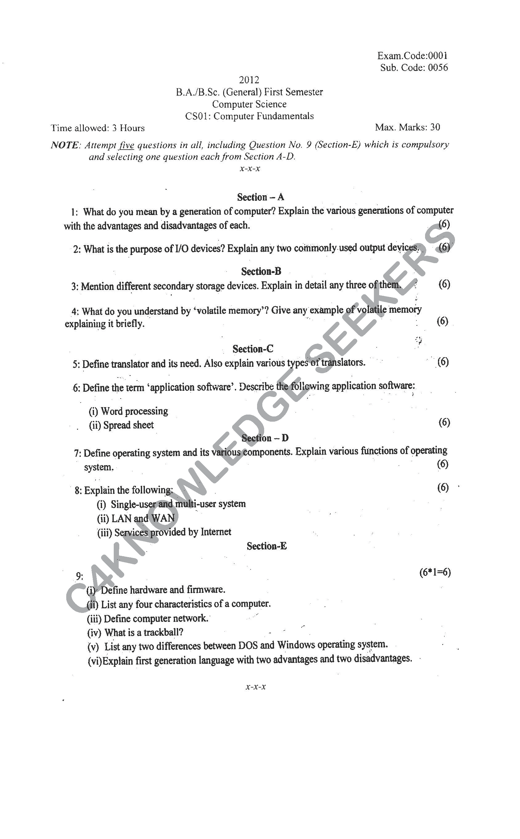 Question Paper 2021
