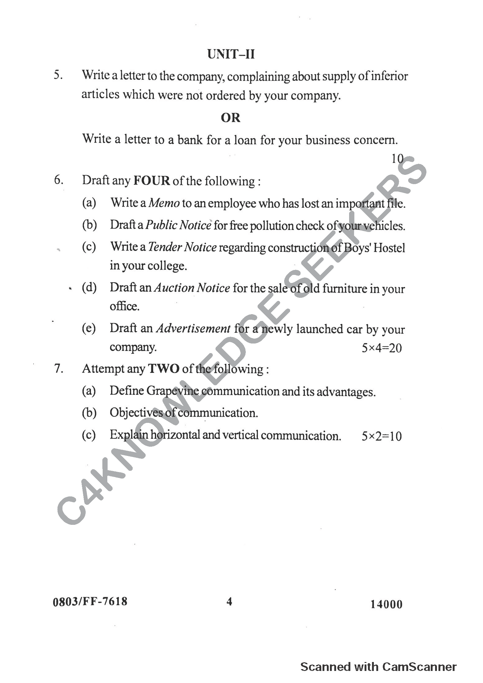 Question Paper 2019