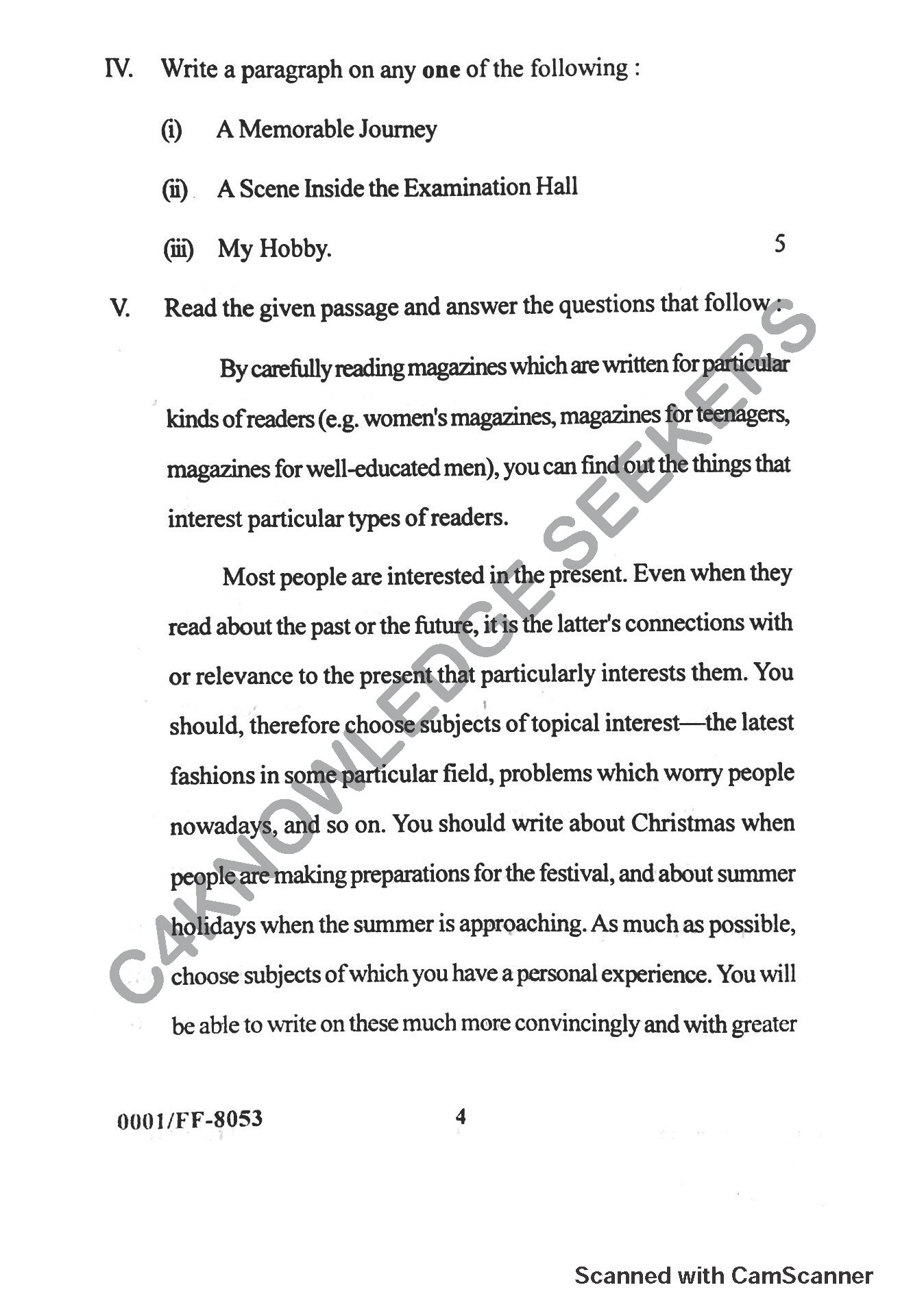 Question Paper 2019
