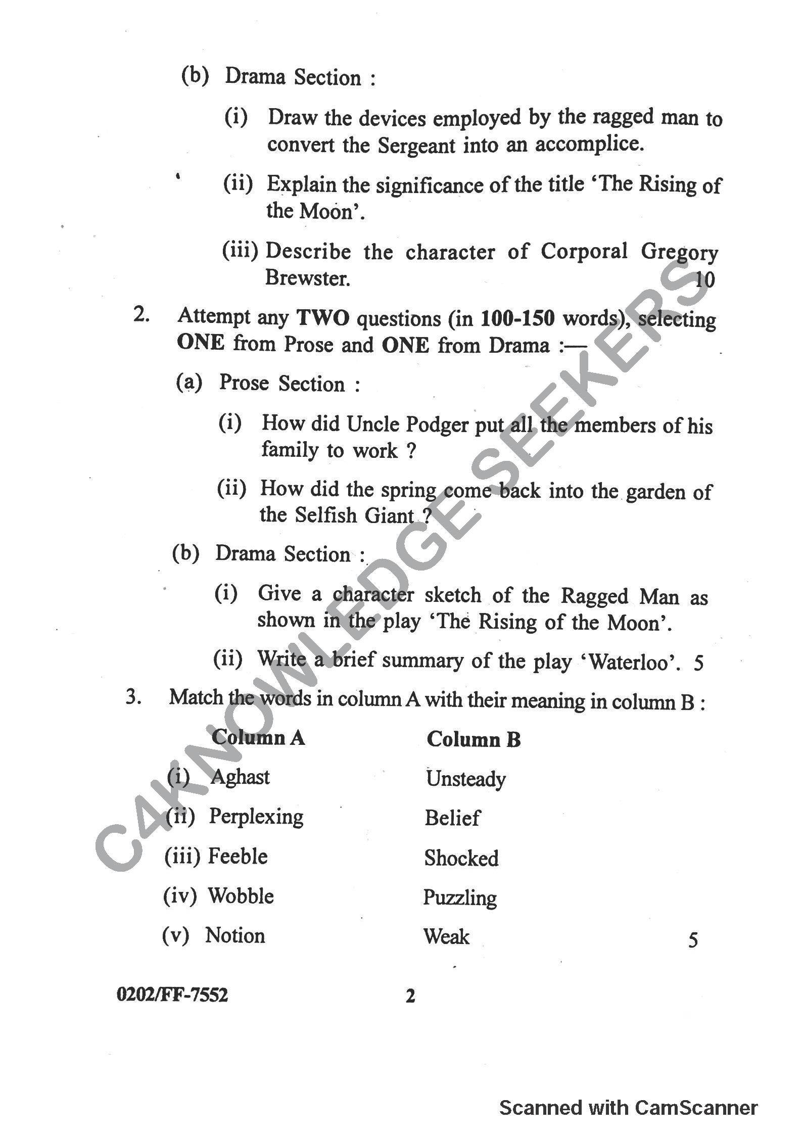 Question Paper 2019