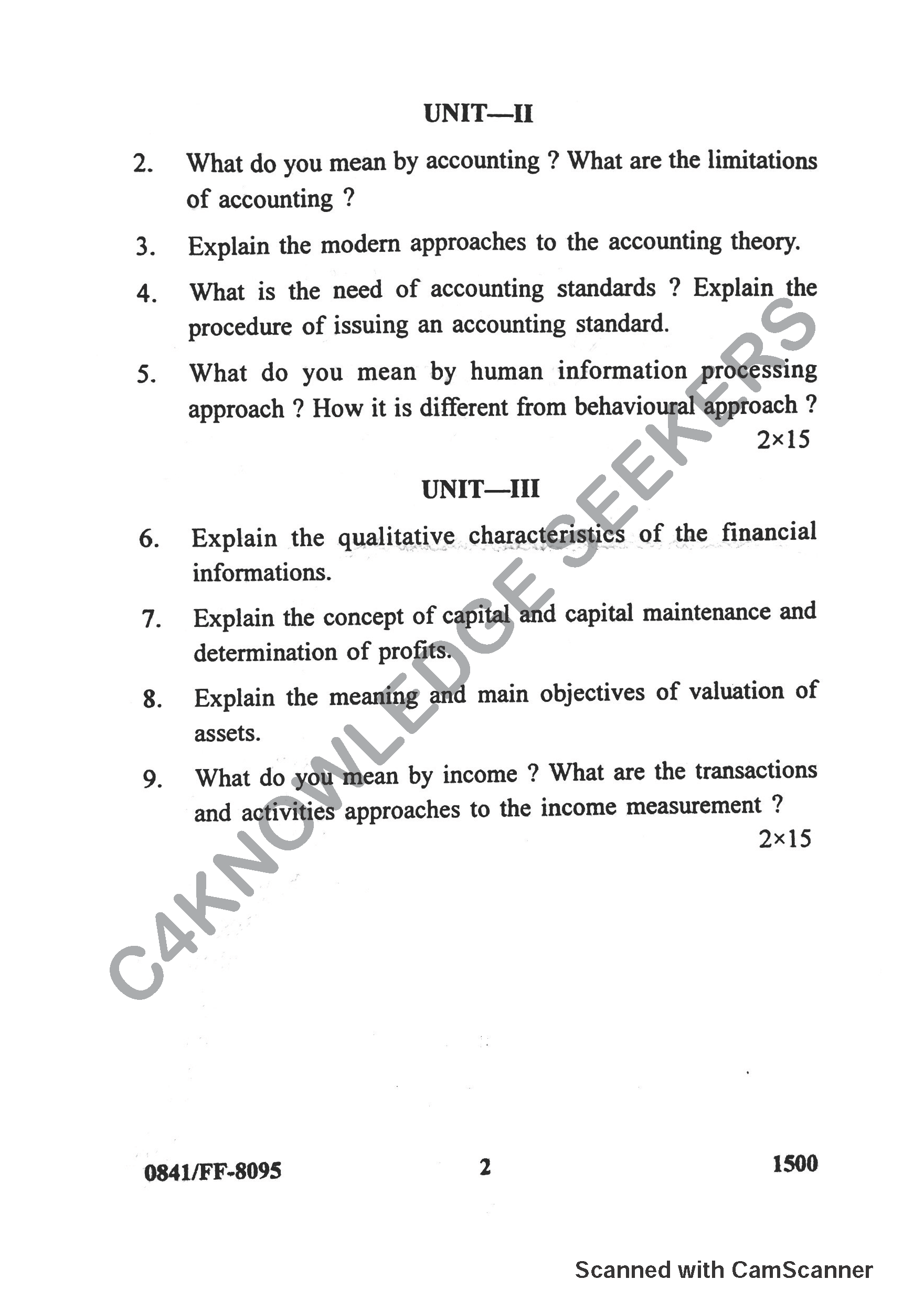 Question Paper 2019