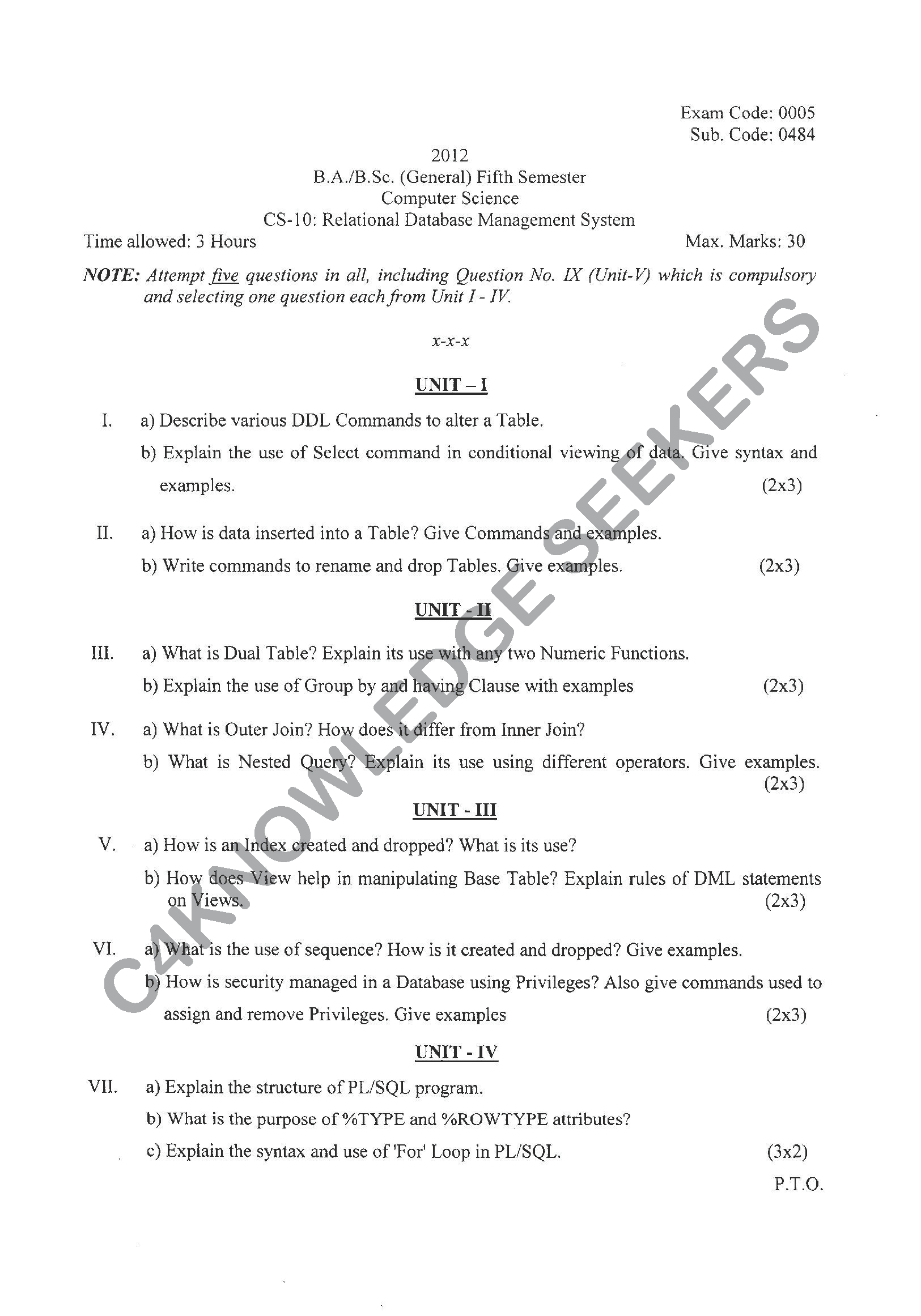 Question Paper 2021
