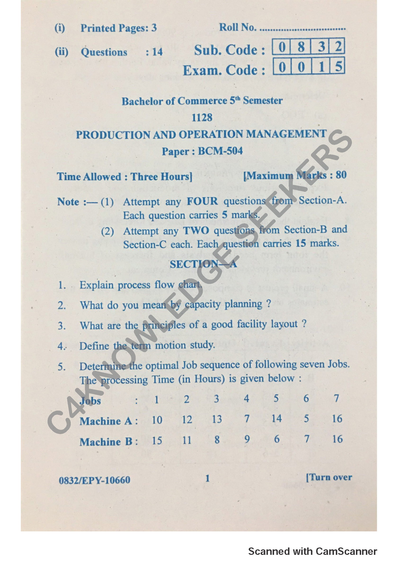 Question Paper 2018