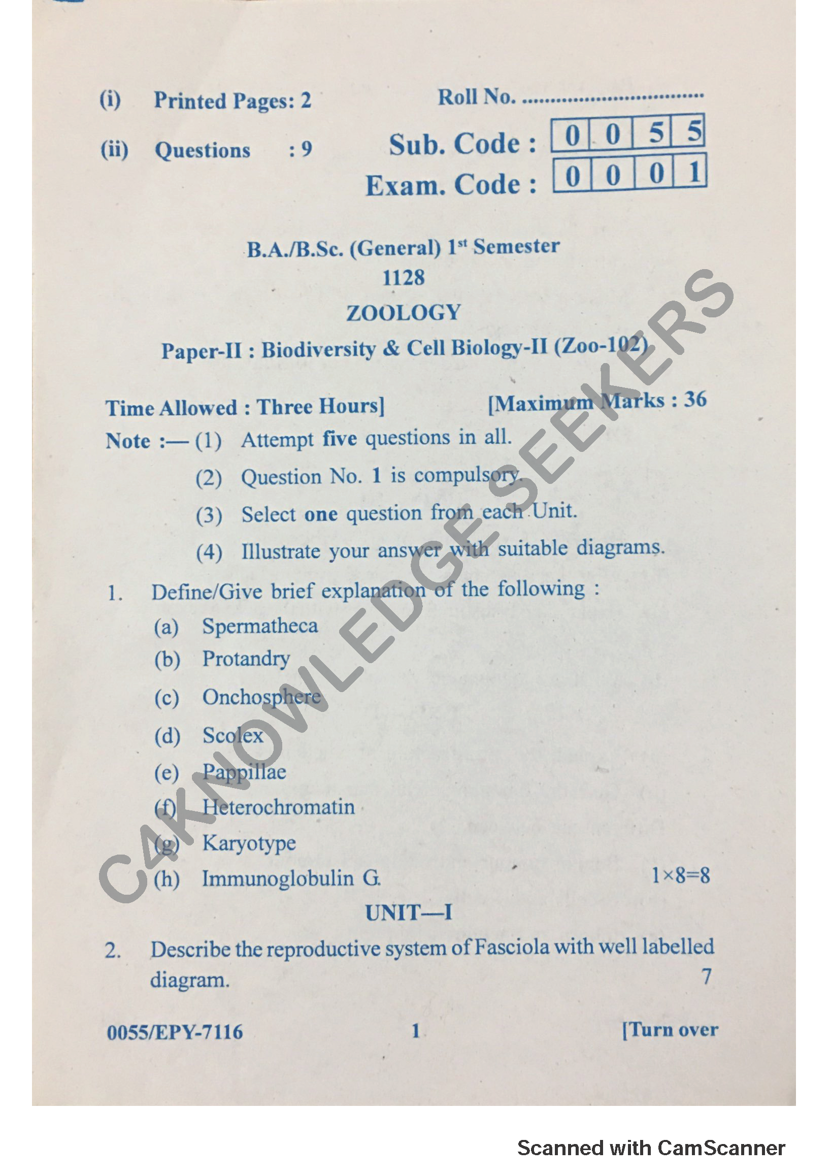 Question Paper 2018
