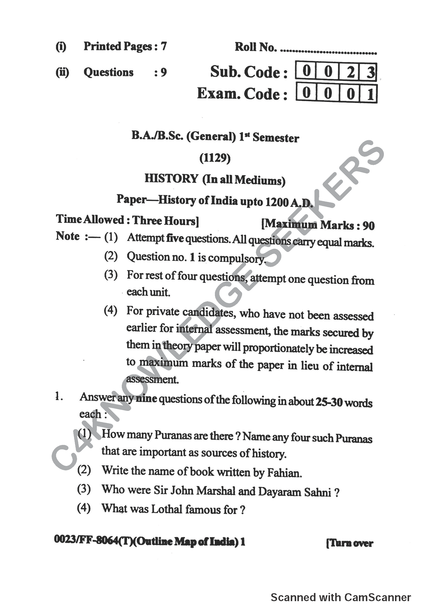 Question Paper 2019