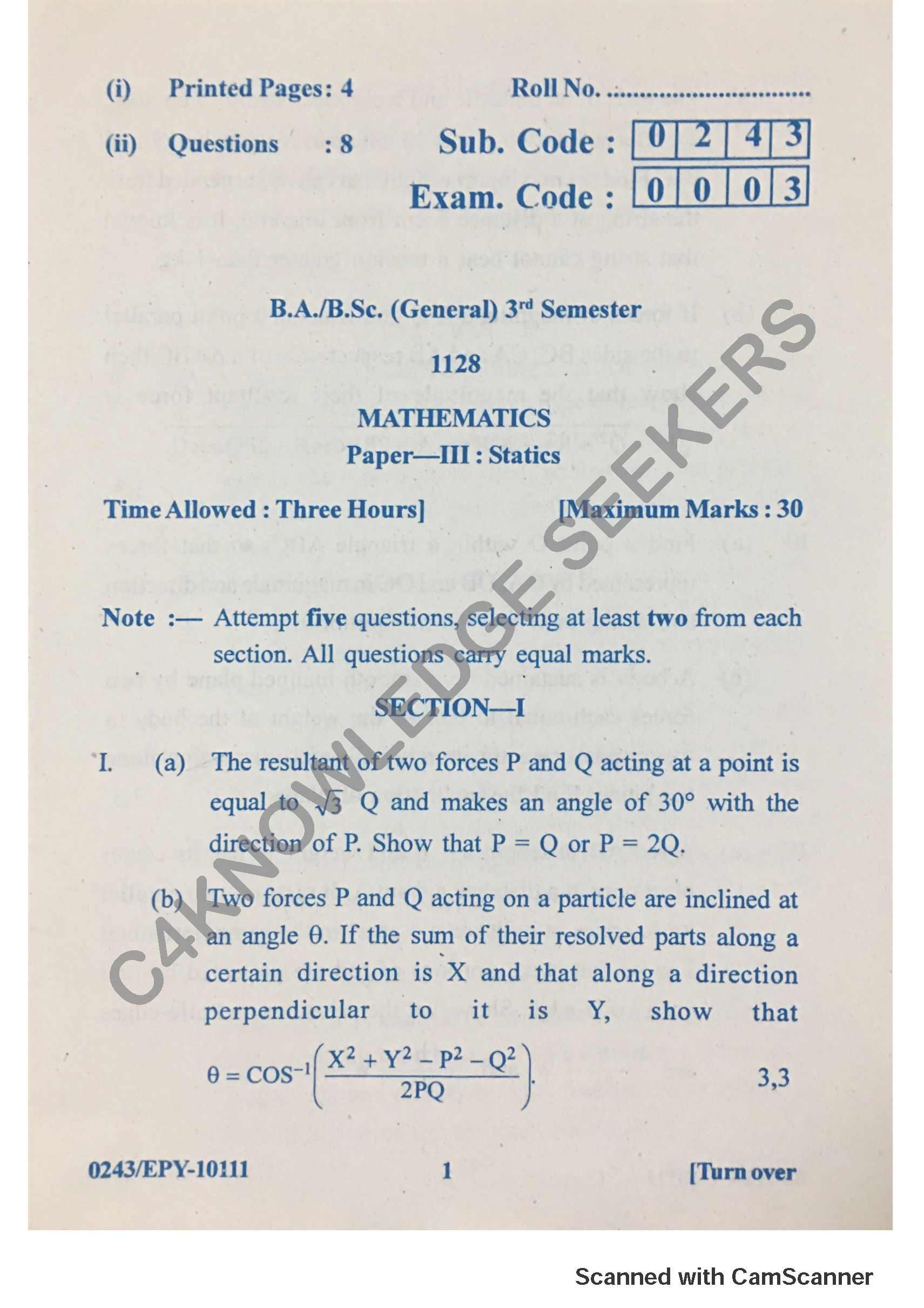 Question Paper 2018