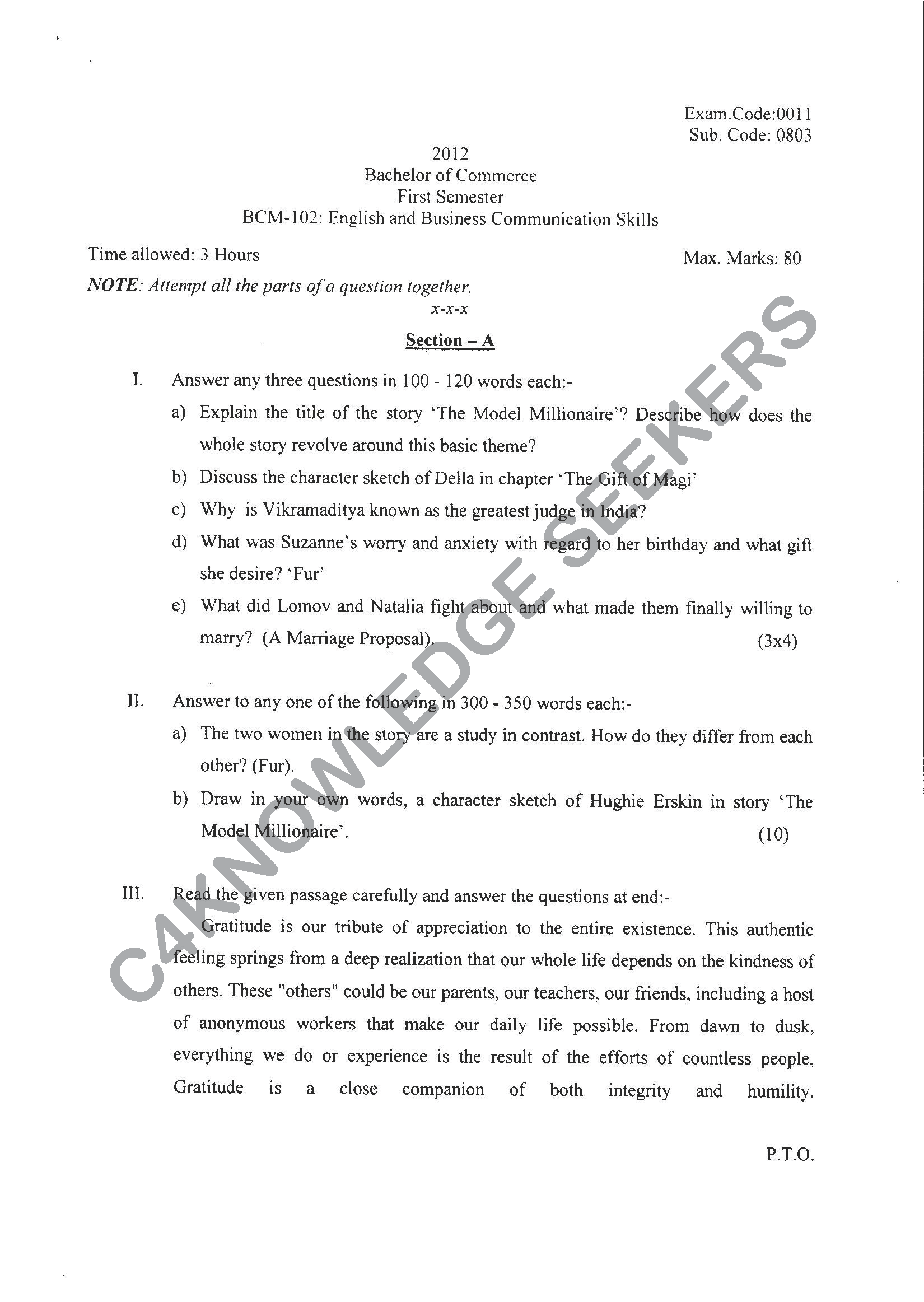 Question Paper 2021