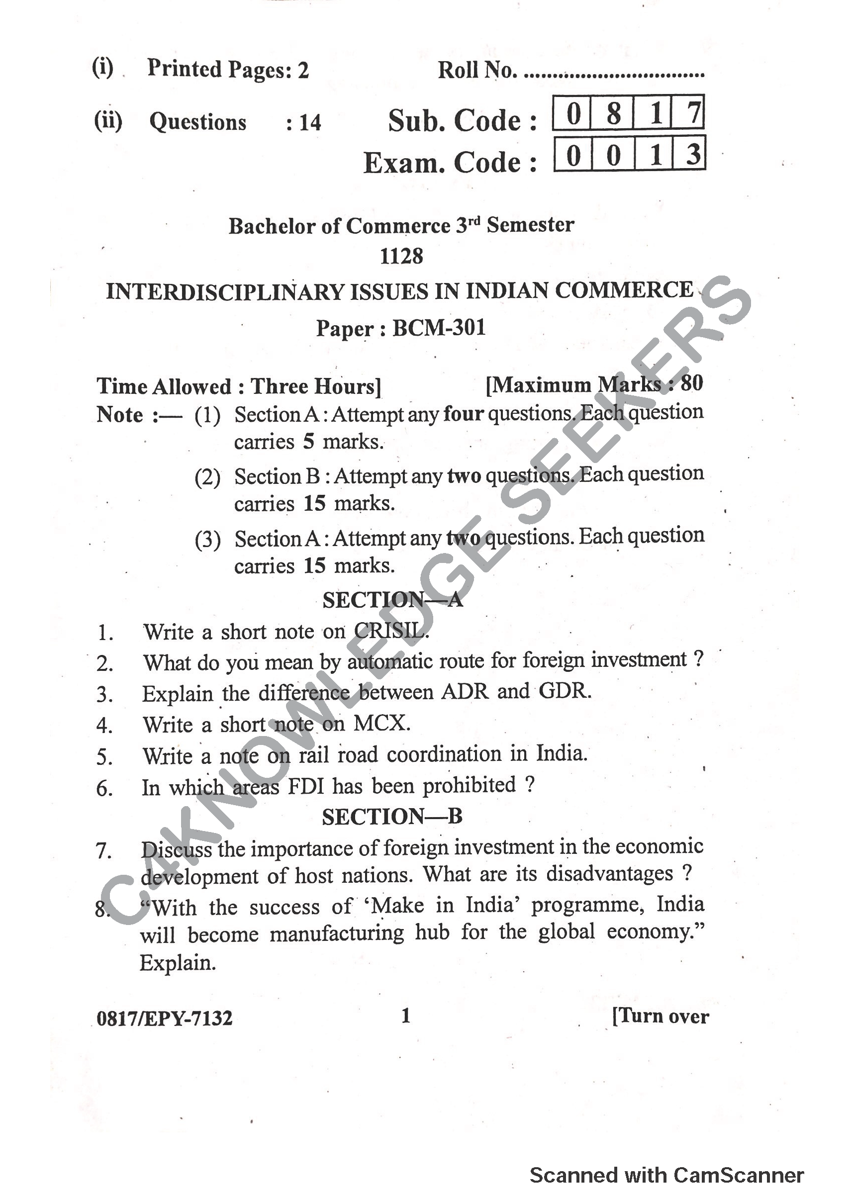 Question Paper 2018